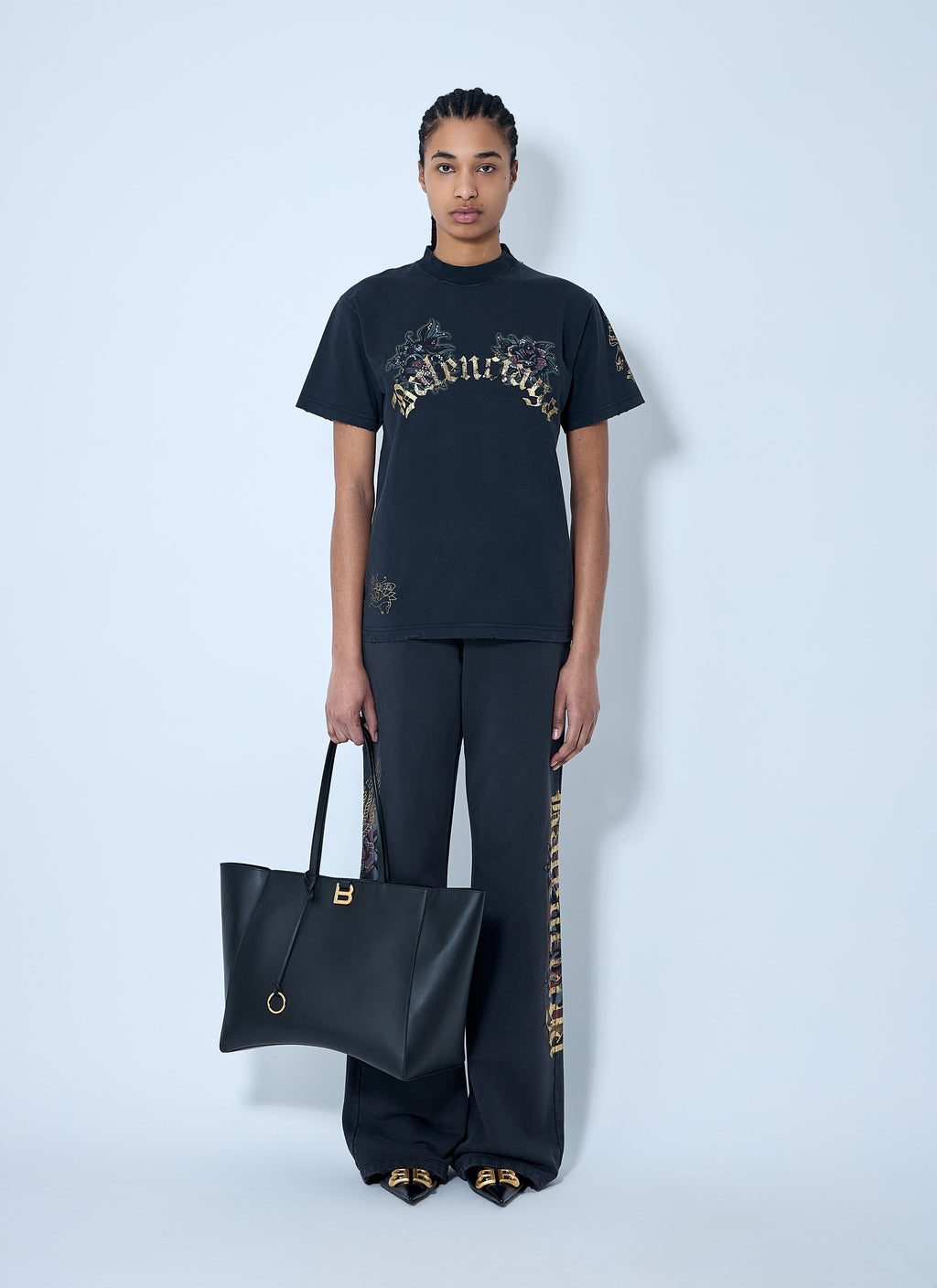 Balenciaga Women Tacky Tattoo Logo Motif T-Shirt