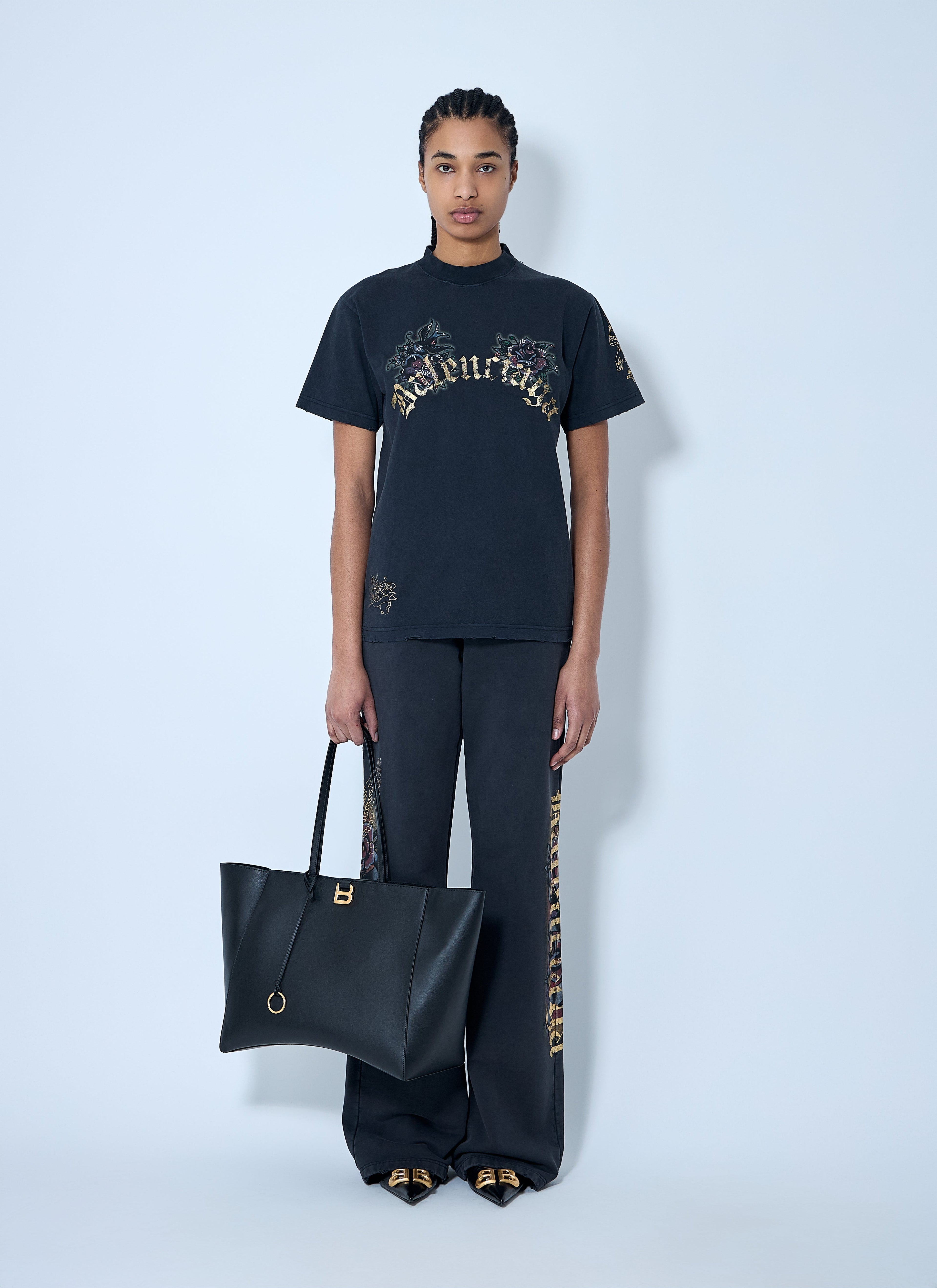 Balenciaga Women Tacky Tattoo Logo Motif T-Shirt