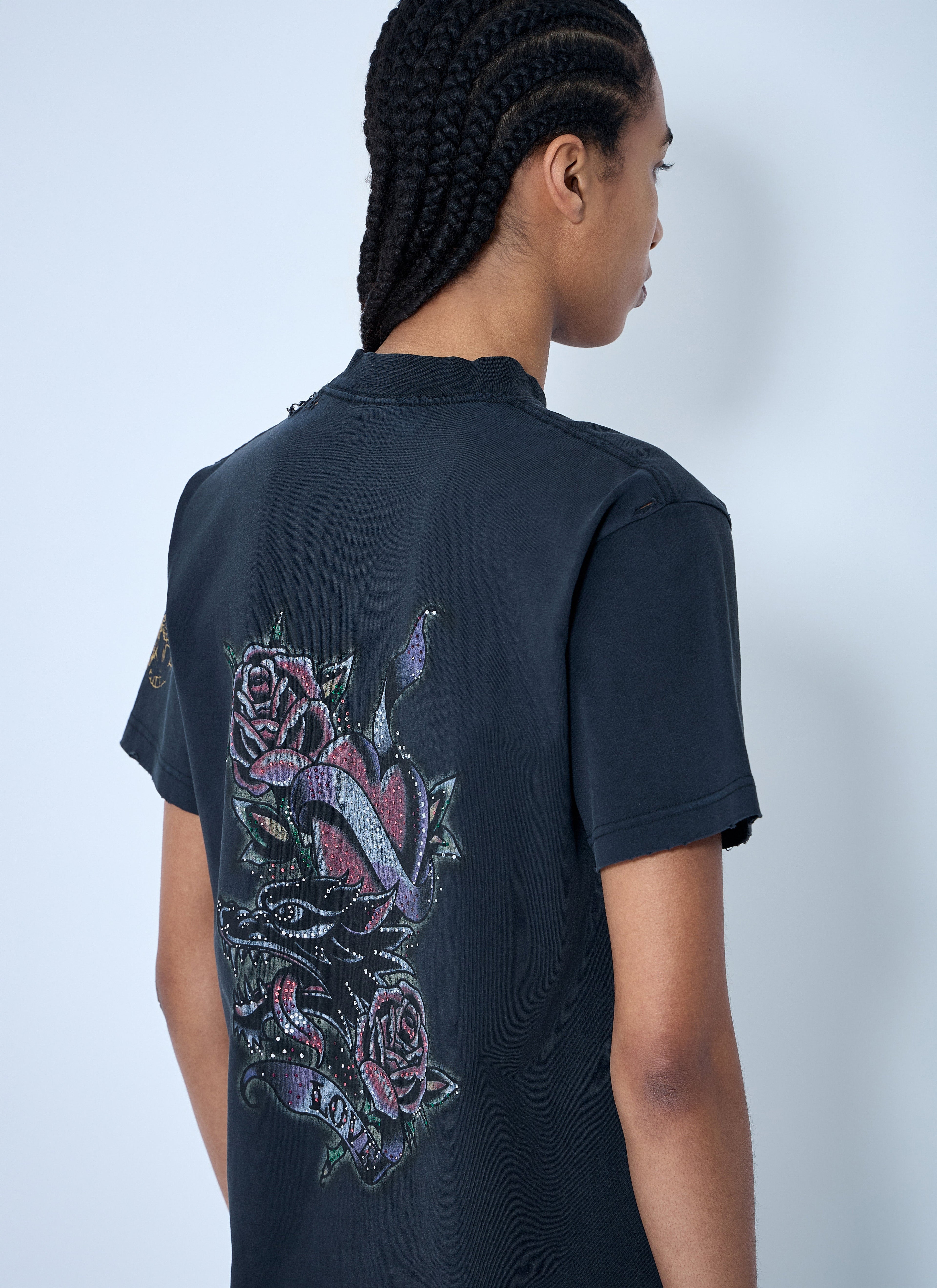 Balenciaga Women Tacky Tattoo Logo Motif T-Shirt