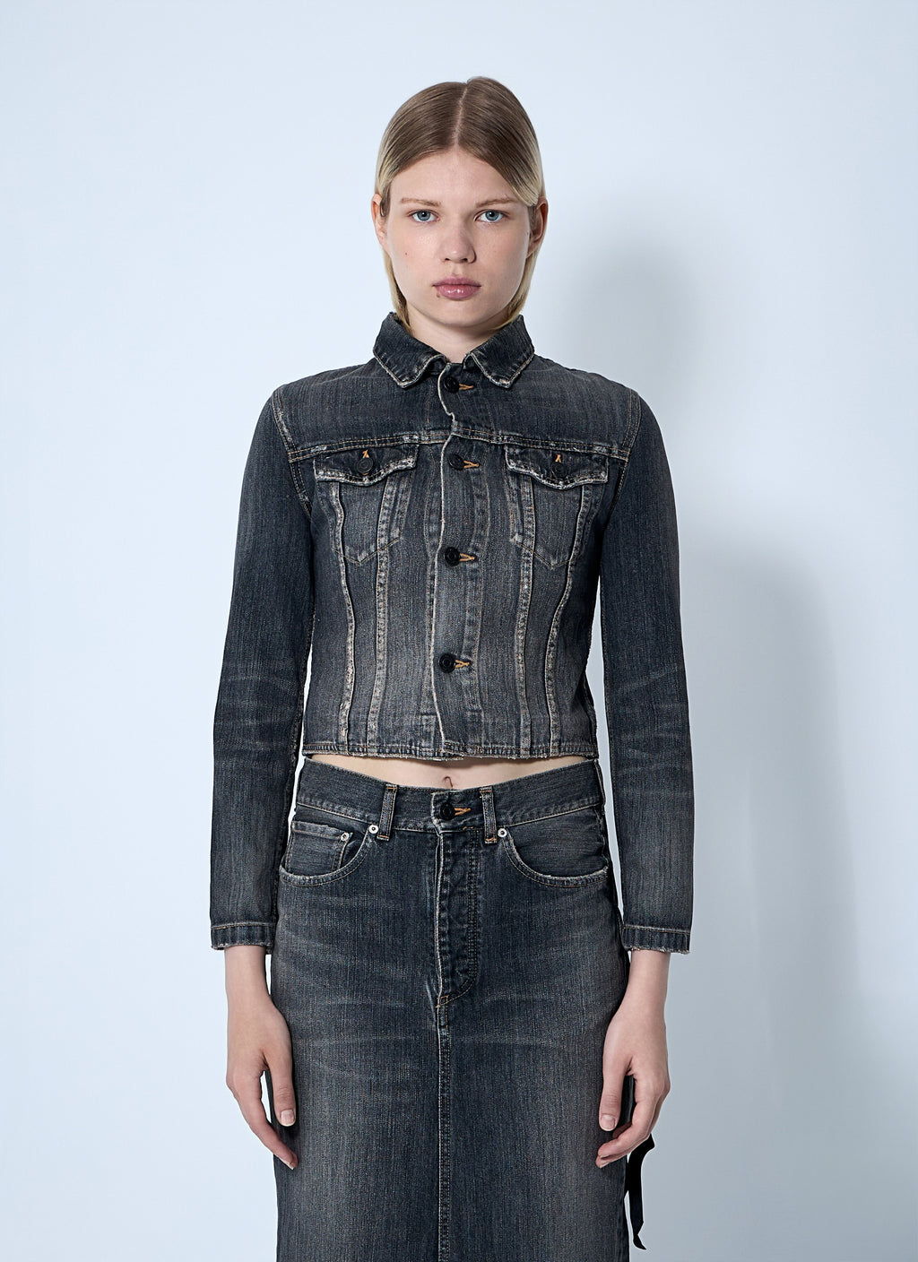 Balenciaga Women Lace-Up Denim Jacket