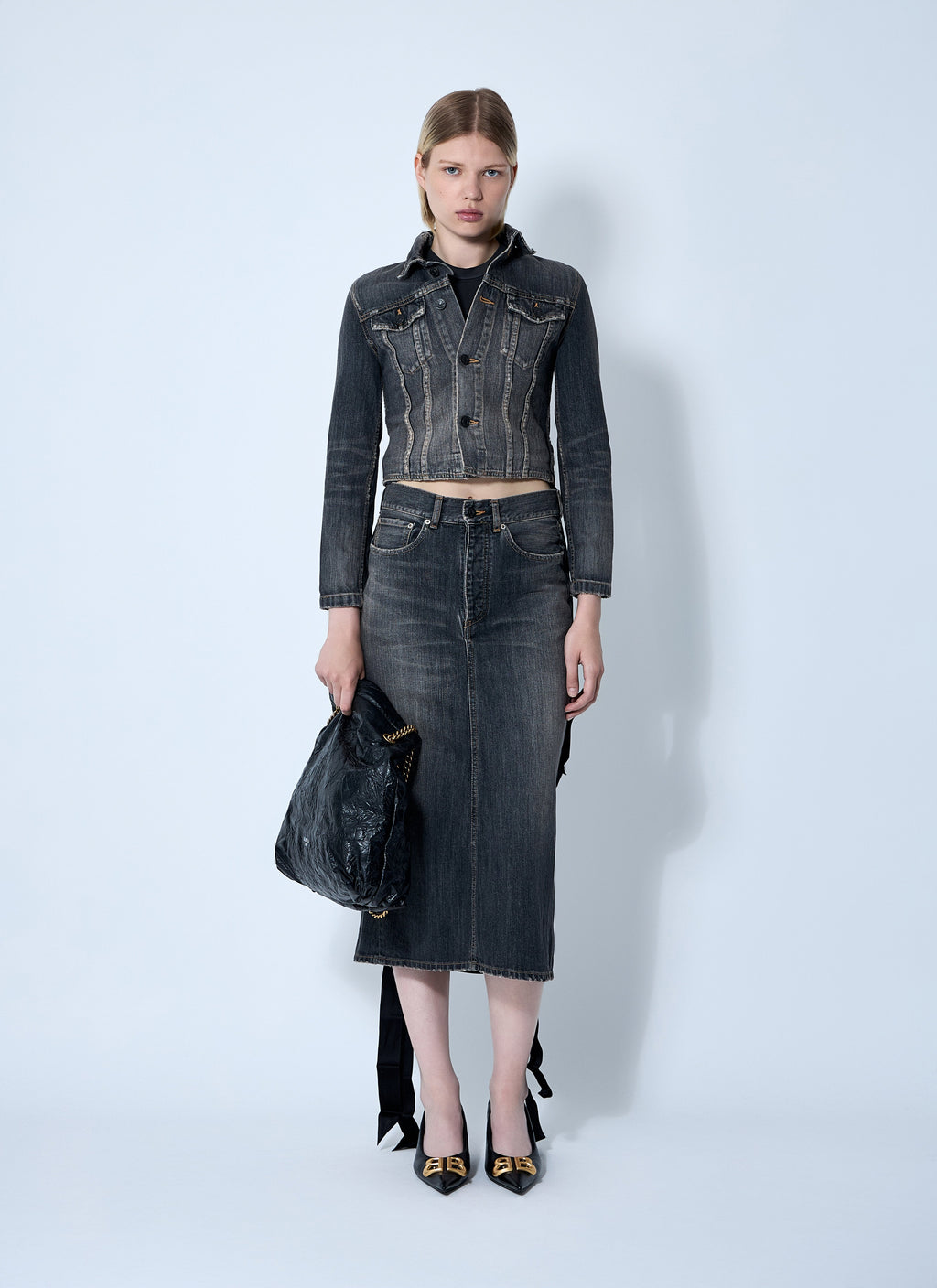 Balenciaga Women Lace-Up Denim Jacket