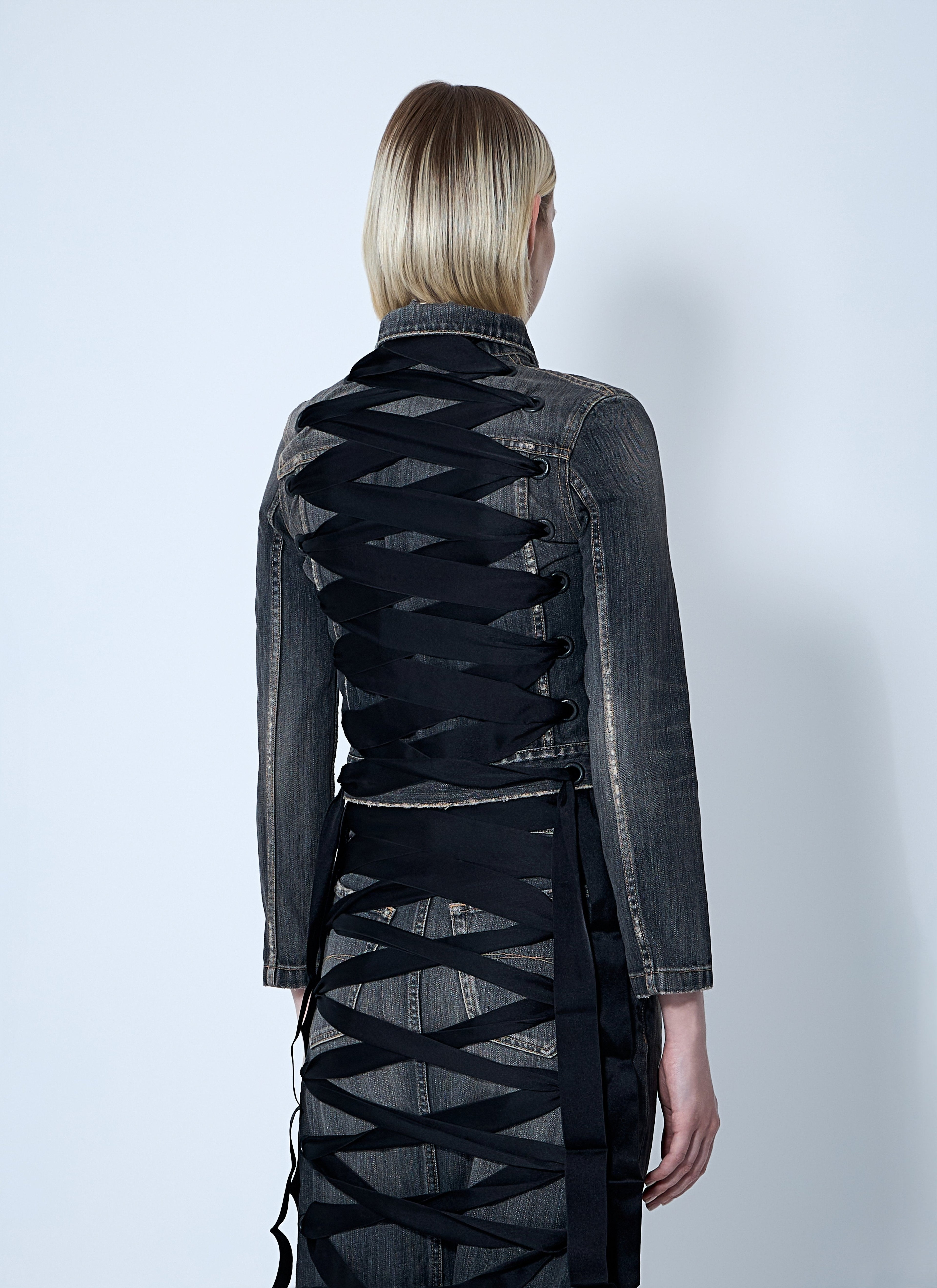 Balenciaga Women Lace-Up Denim Jacket