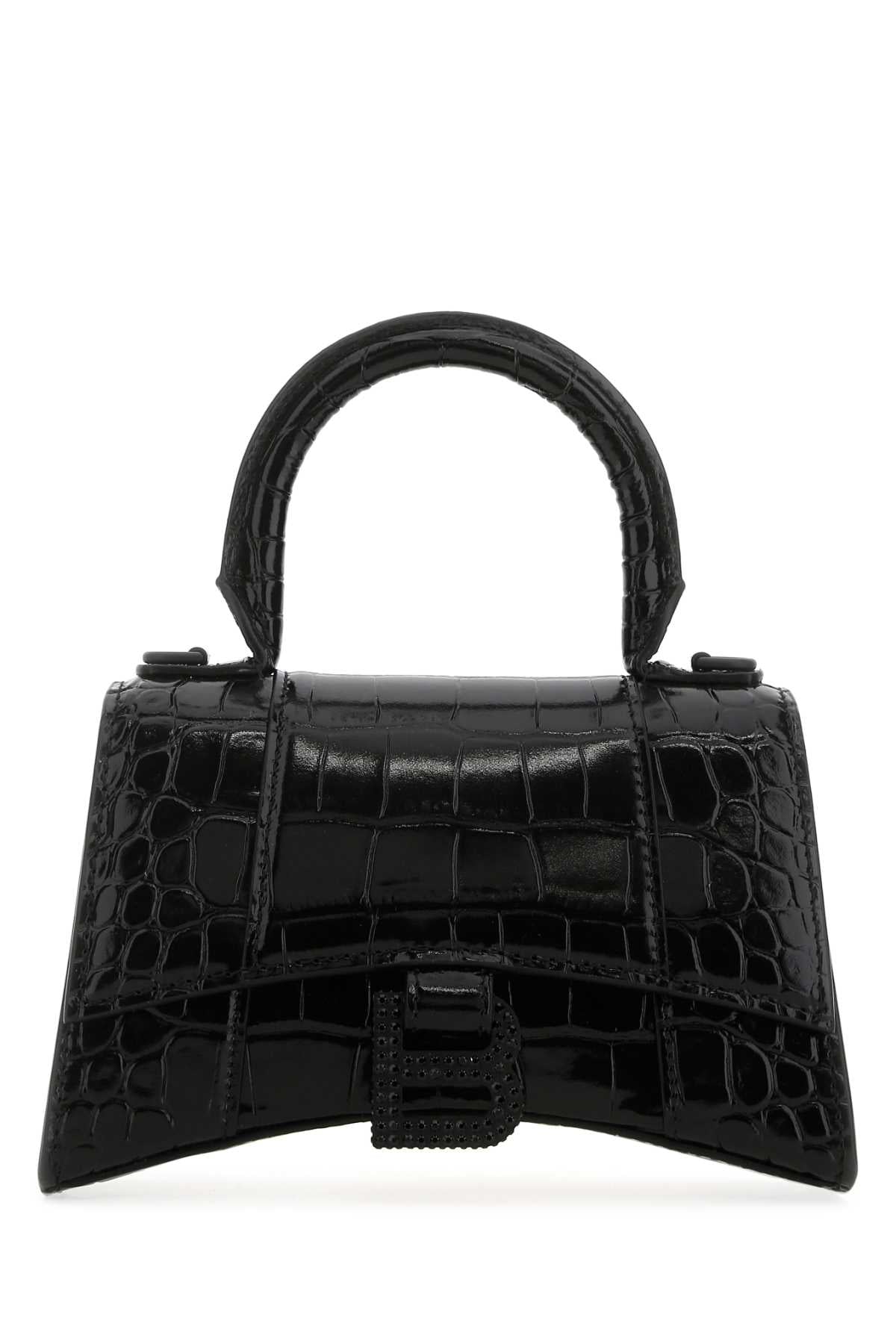 Balenciaga Women Black Leather Xs Hourglass Handbag - EZE Fashion®