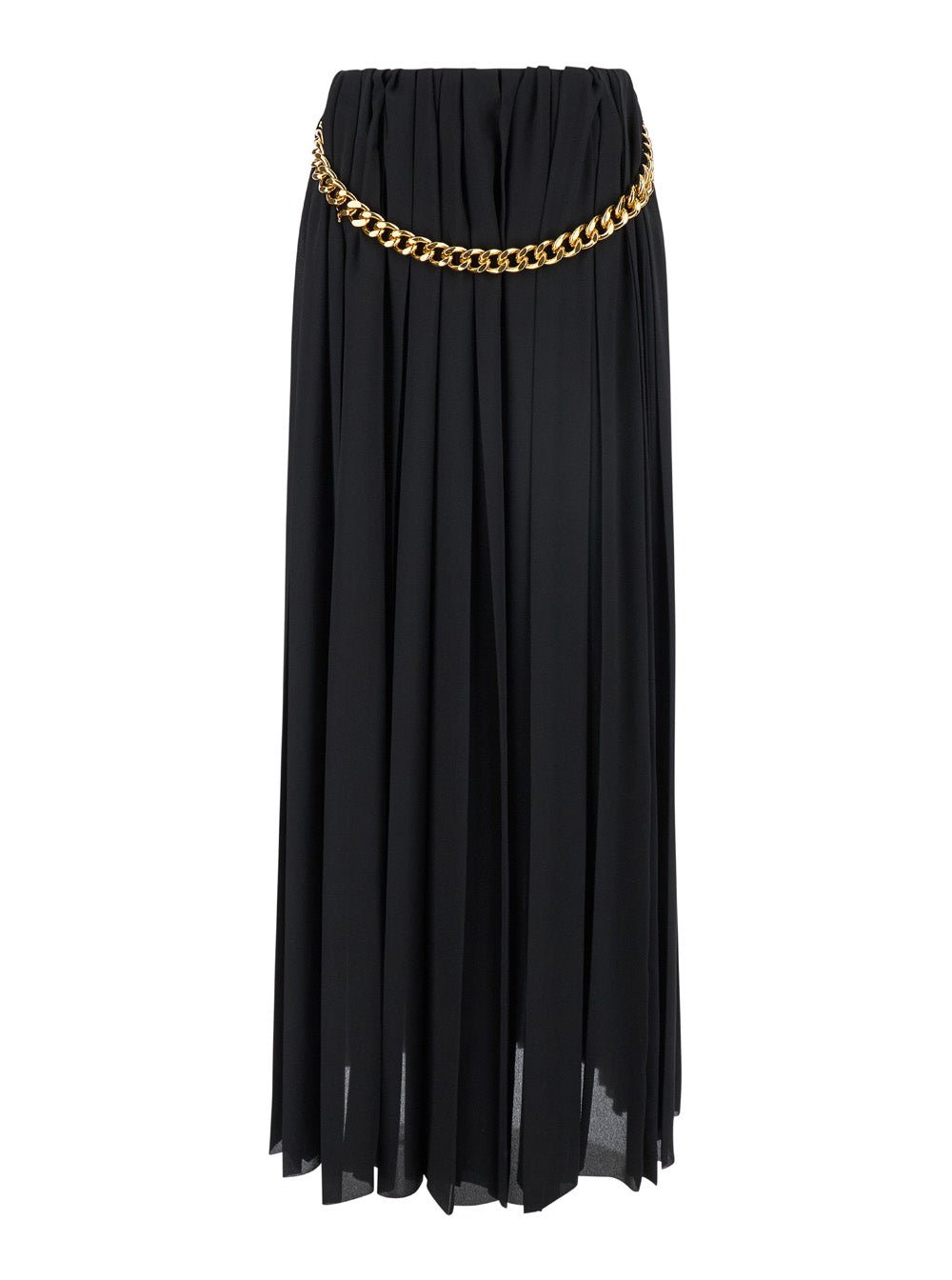 Balenciaga Women Black Long Pleaded Skirt With Belt In Tech Fabric Woman - EZE Fashion®