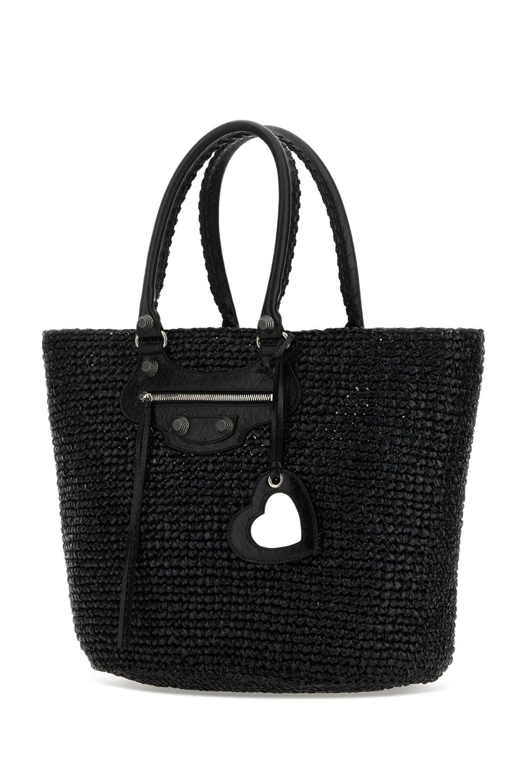 Balenciaga Women Black Raffia Large Le Cagole Panier Shopping Bag - EZE Fashion®