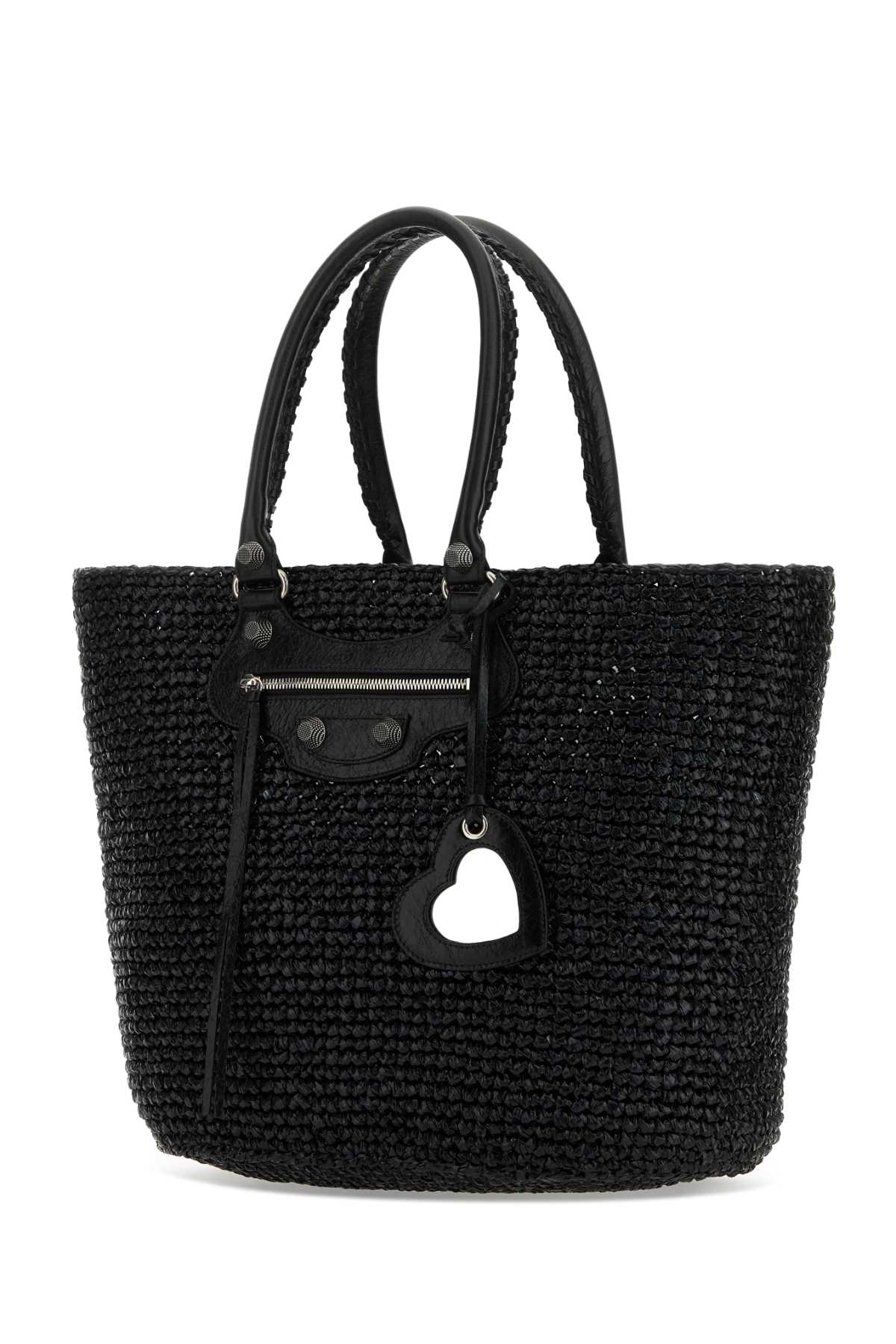 Balenciaga Women Black Raffia Large Le Cagole Panier Shopping Bag - EZE Fashion®