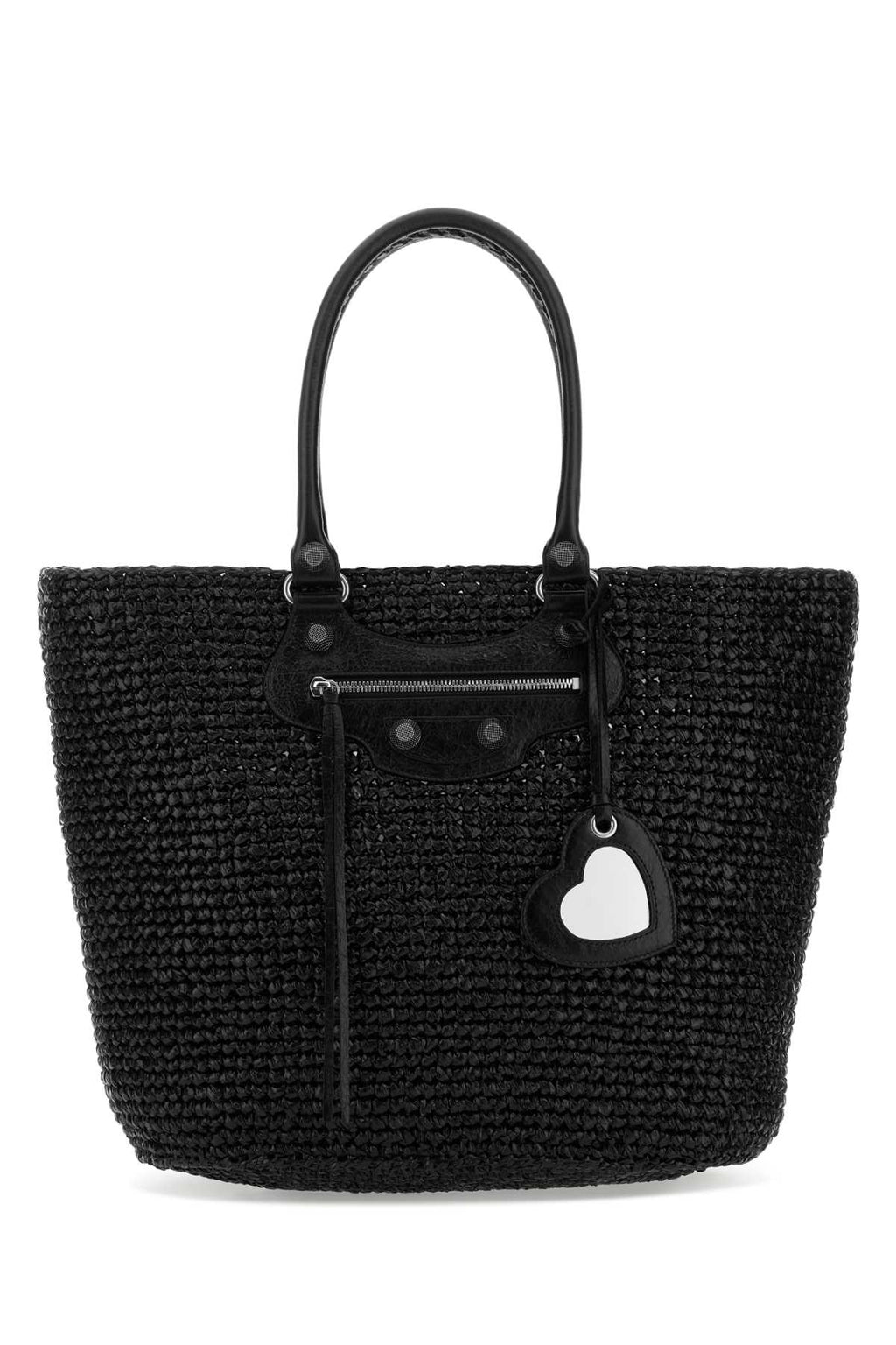 Balenciaga Women Black Raffia Large Le Cagole Panier Shopping Bag - EZE Fashion®