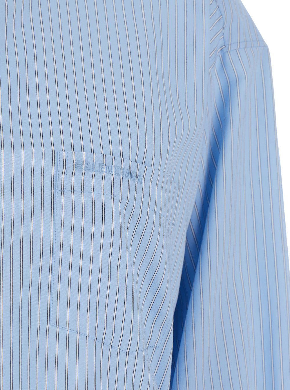 Balenciaga Women Blue Oversized Shirt With Embroidered Logo On The Front And Knotted Cuffs In Viscose Blend Woman - EZE Fashion®