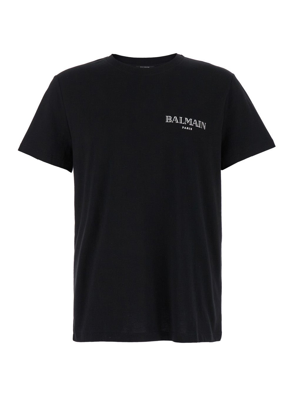 Balmain Men Black Crewneck T-Shirt With Logo Print In Cotton Man - EZE Fashion®