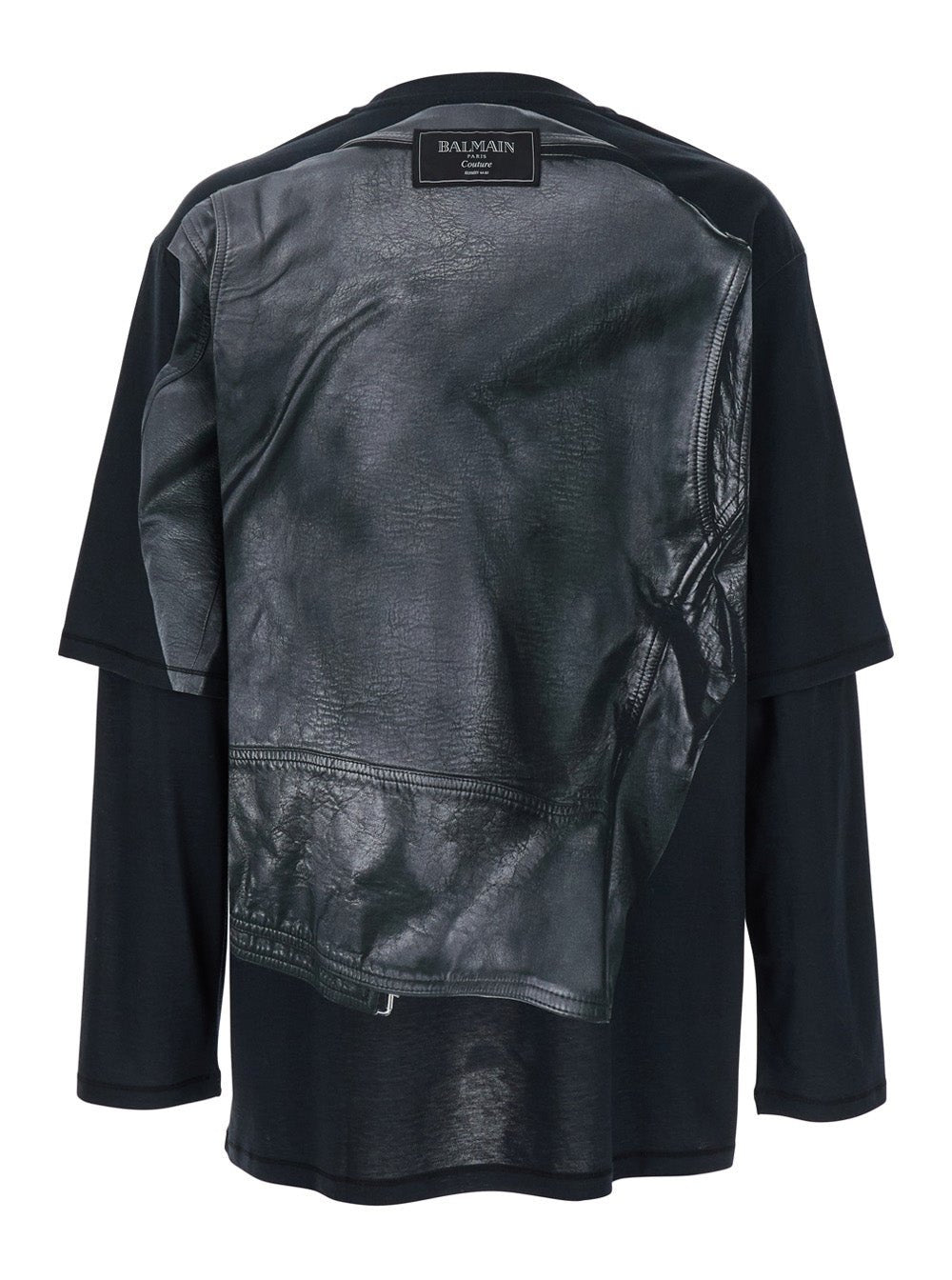 Balmain Men Leather Trompe L'œil Ls T-Shirt - EZE Fashion®
