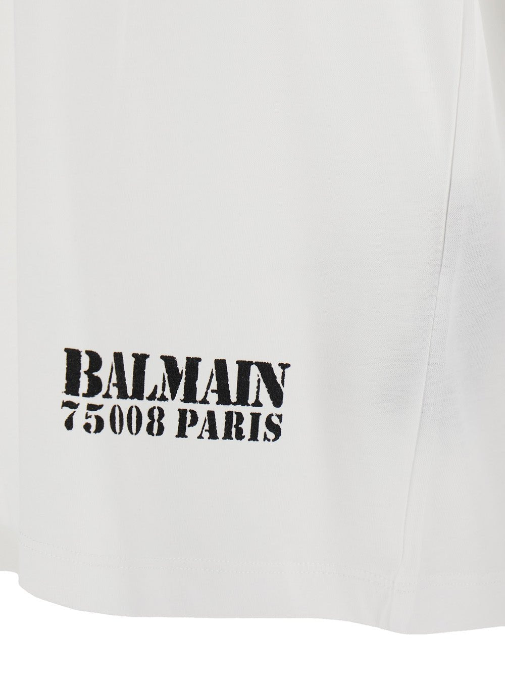 Balmain Men White Crewneck T-Shirt With Logo Lettering Print On The Front In Cotton Man - EZE Fashion®