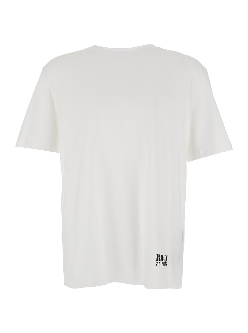 Balmain Men White Crewneck T-Shirt With Logo Lettering Print On The Front In Cotton Man - EZE Fashion®