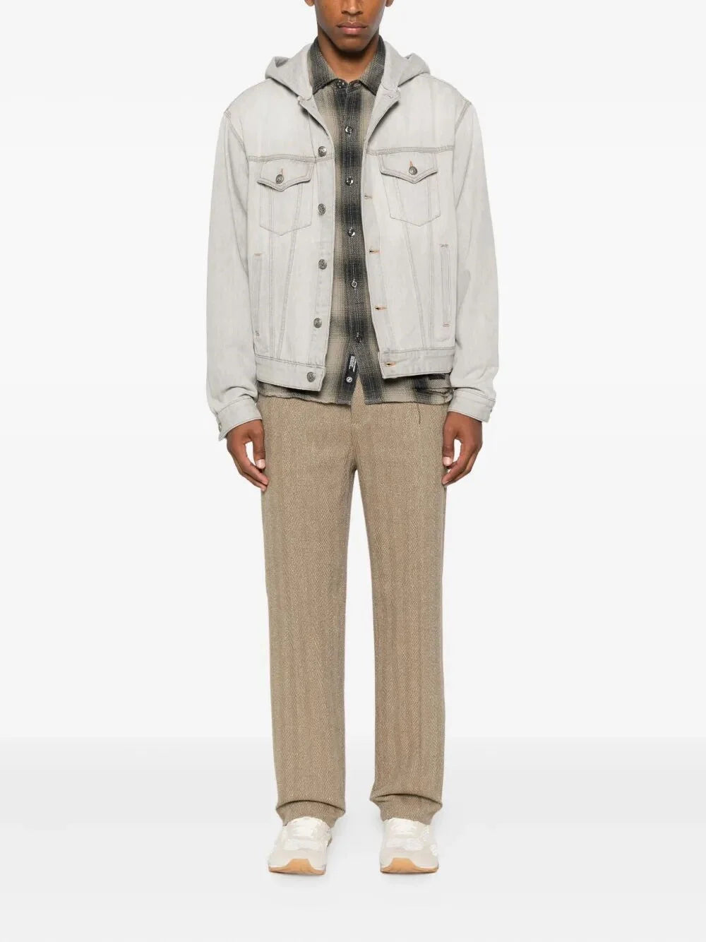 Palm Angels Men `Curved Logo` Denim Jacket