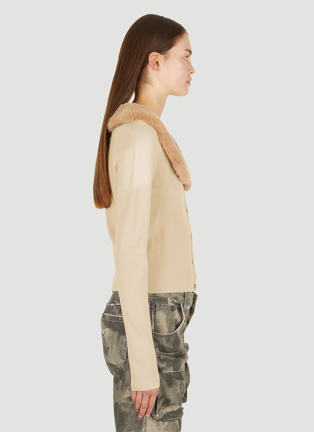 Blumarine Women Faux Fur Trim Cardigan