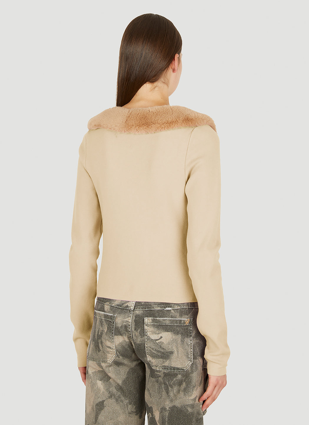 Blumarine Women Faux Fur Trim Cardigan