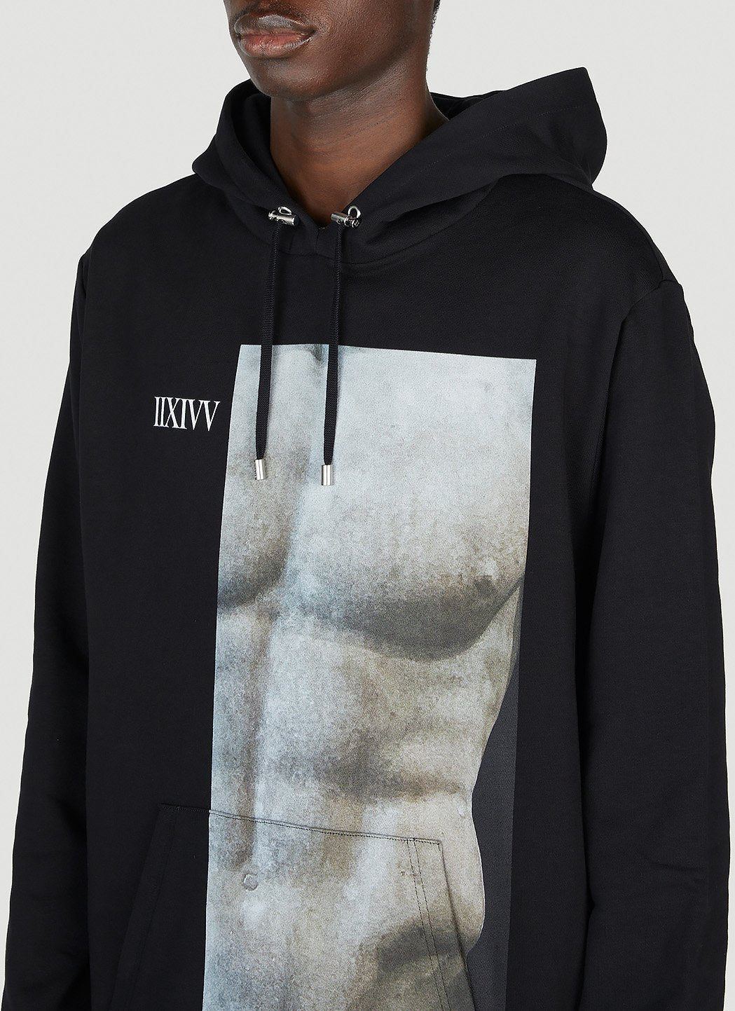 Balmain Men Statue Print Hooded Sweatshirt
