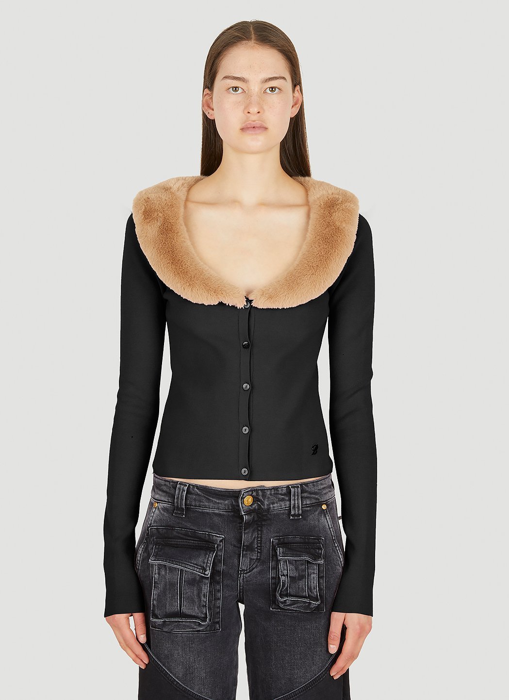 Blumarine Women Faux Fur Trim Cardigan - EZE Fashion®