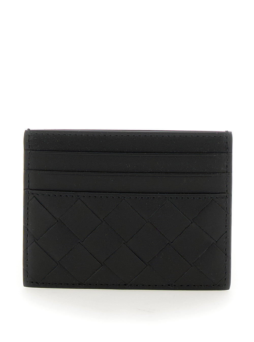 Bottega Veneta Men Black Card Holder With Intrecciato Motif In Leather Man - EZE Fashion®