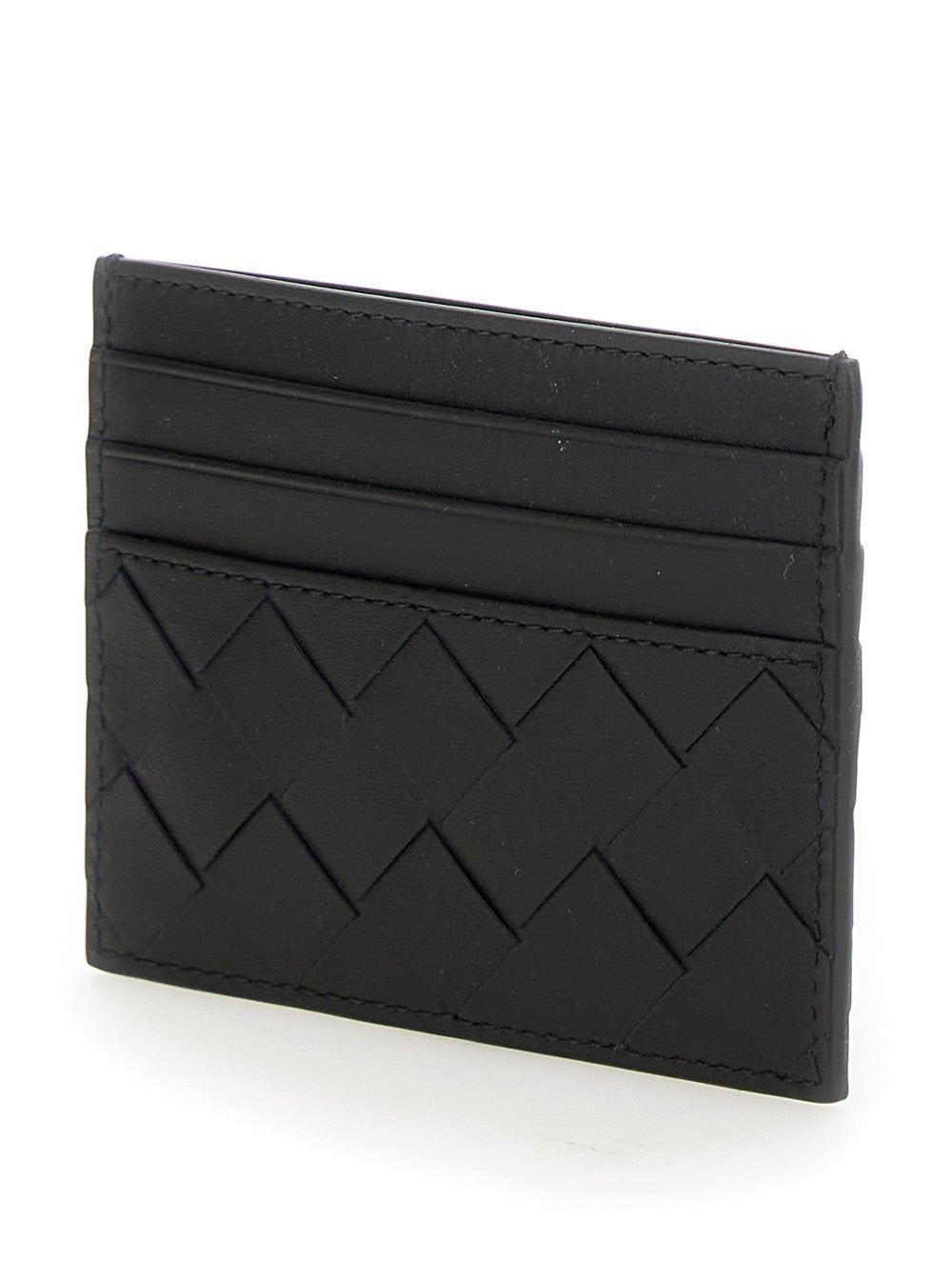 Bottega Veneta Men Black Card Holder With Intrecciato Motif In Leather Man - EZE Fashion®