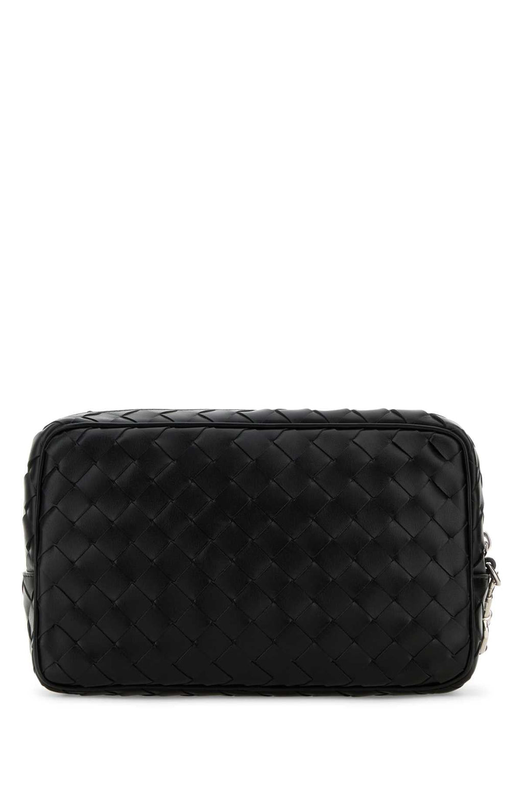 Bottega Veneta Men Black Leather Intrecciato Clutch - EZE Fashion®