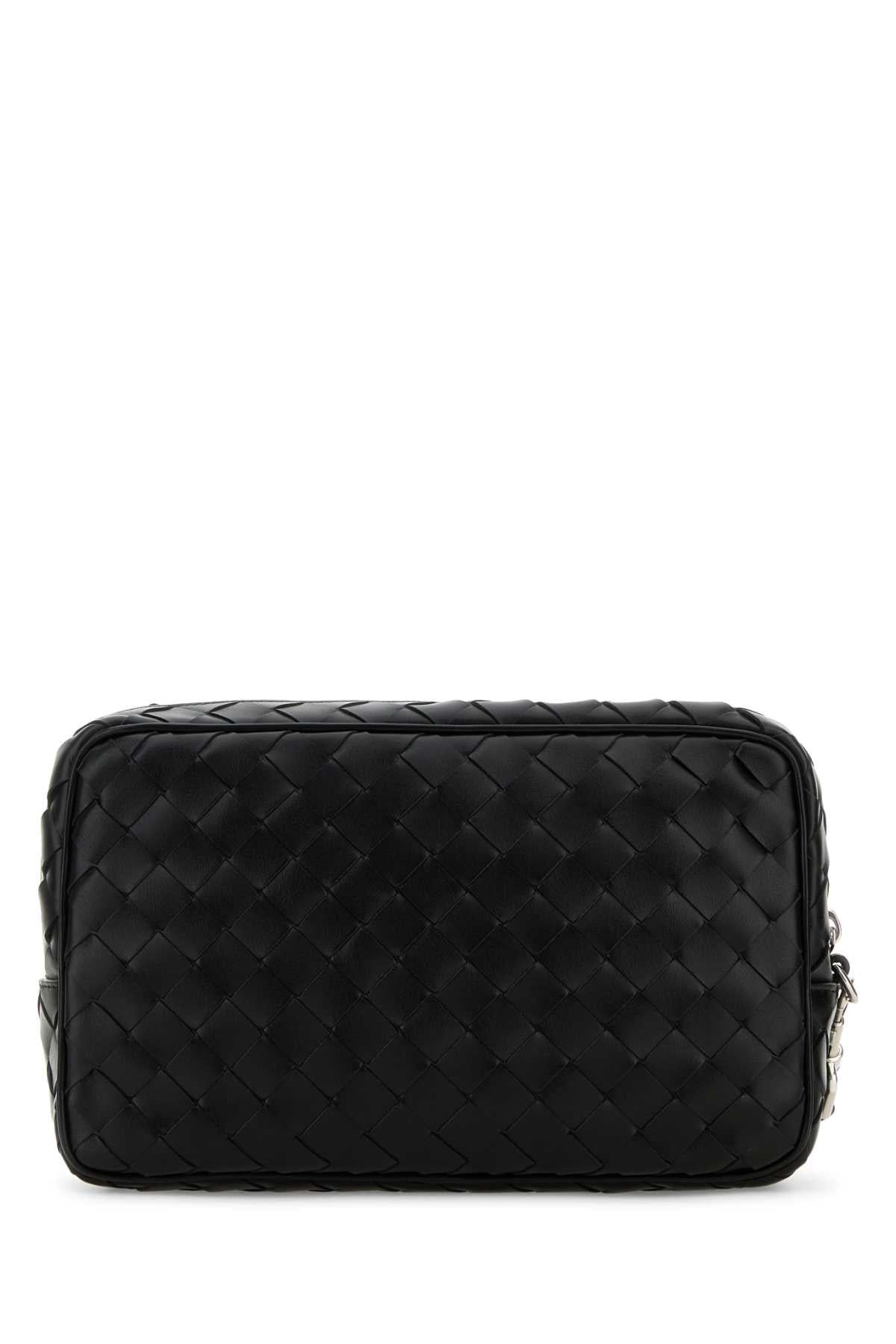 Bottega Veneta Men Black Leather Intrecciato Clutch - EZE Fashion®