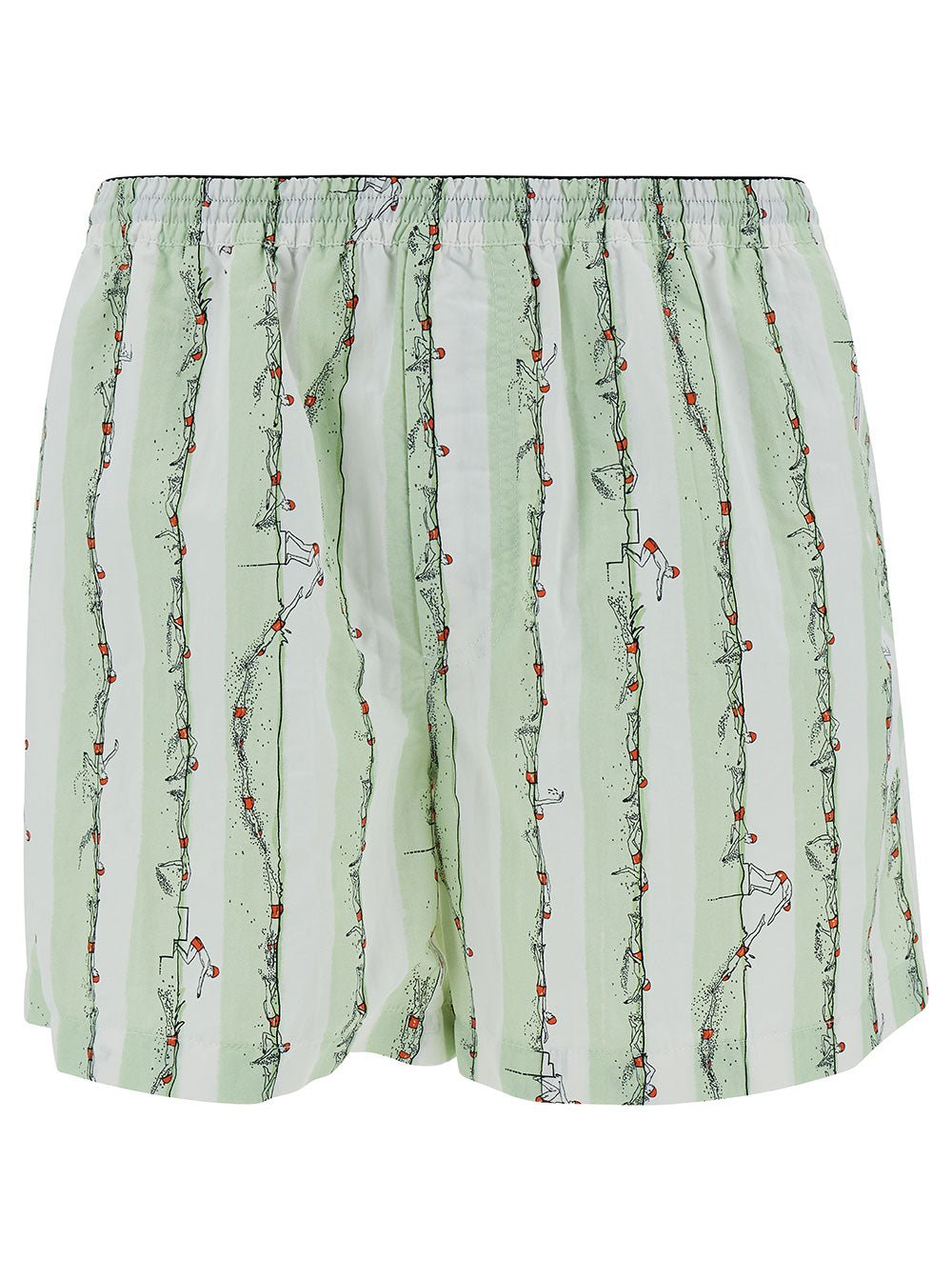 Bottega Veneta Men Green Shorts With All - Over Divers Print In Polyamide Man - EZE Fashion®