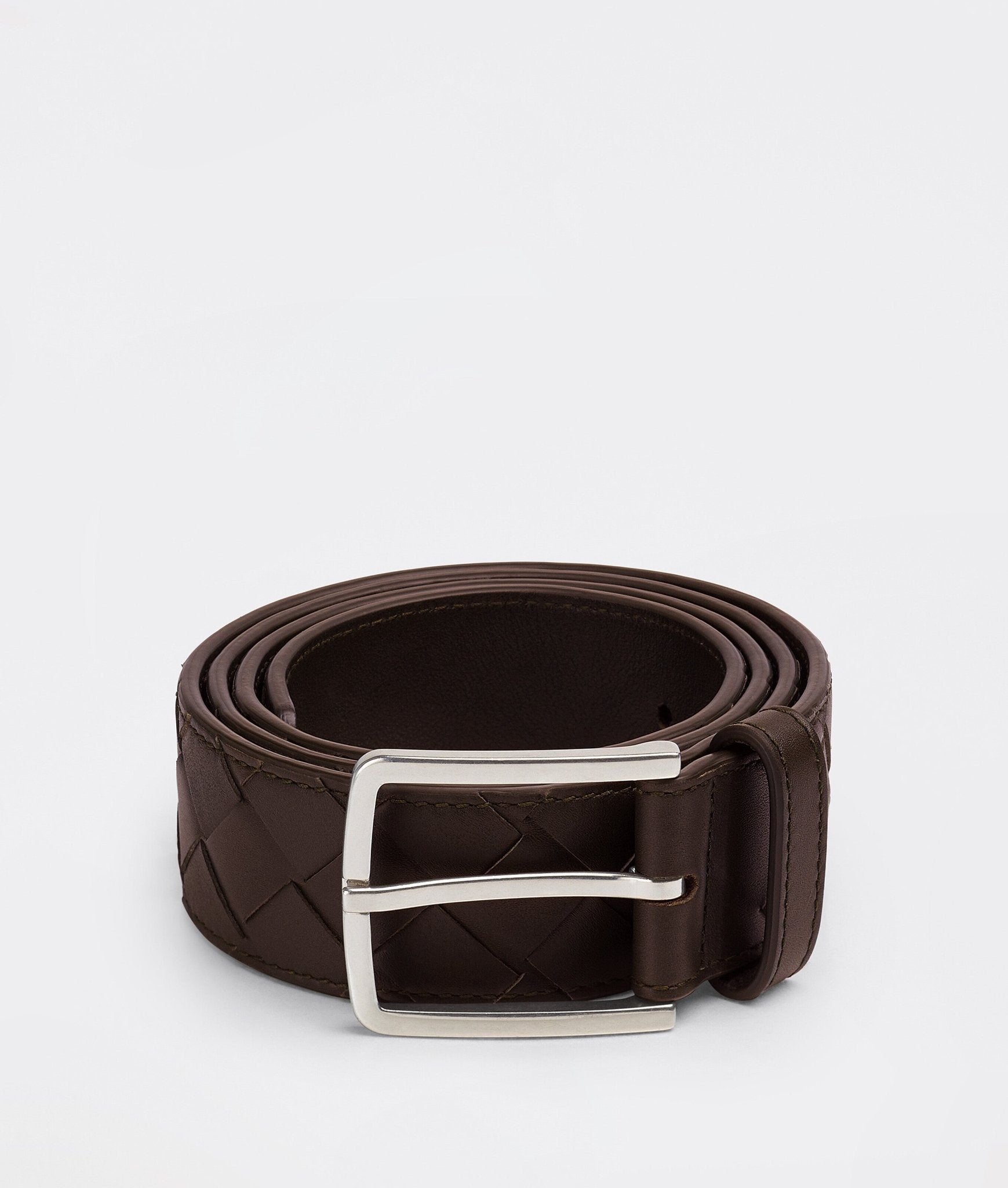 Bottega Veneta Men Intreccio Leather Belt - EZE Fashion®