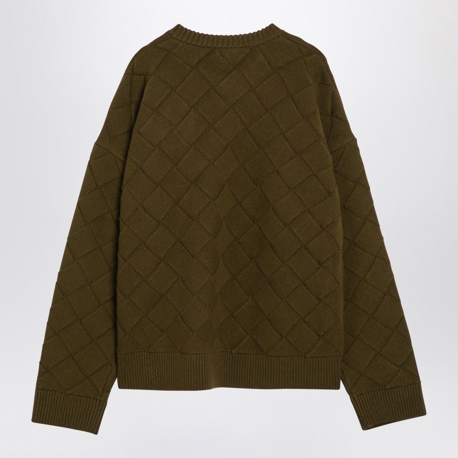 Bottega Veneta Men Olive Green Pullover With Intreccio Pattern - EZE Fashion®