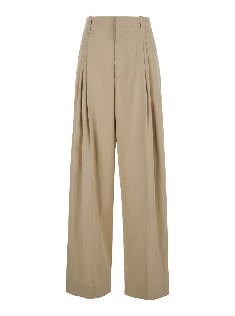 Bottega Veneta Women Beige High - Waisted Pants With Pinces In Cotton Woman - EZE Fashion®