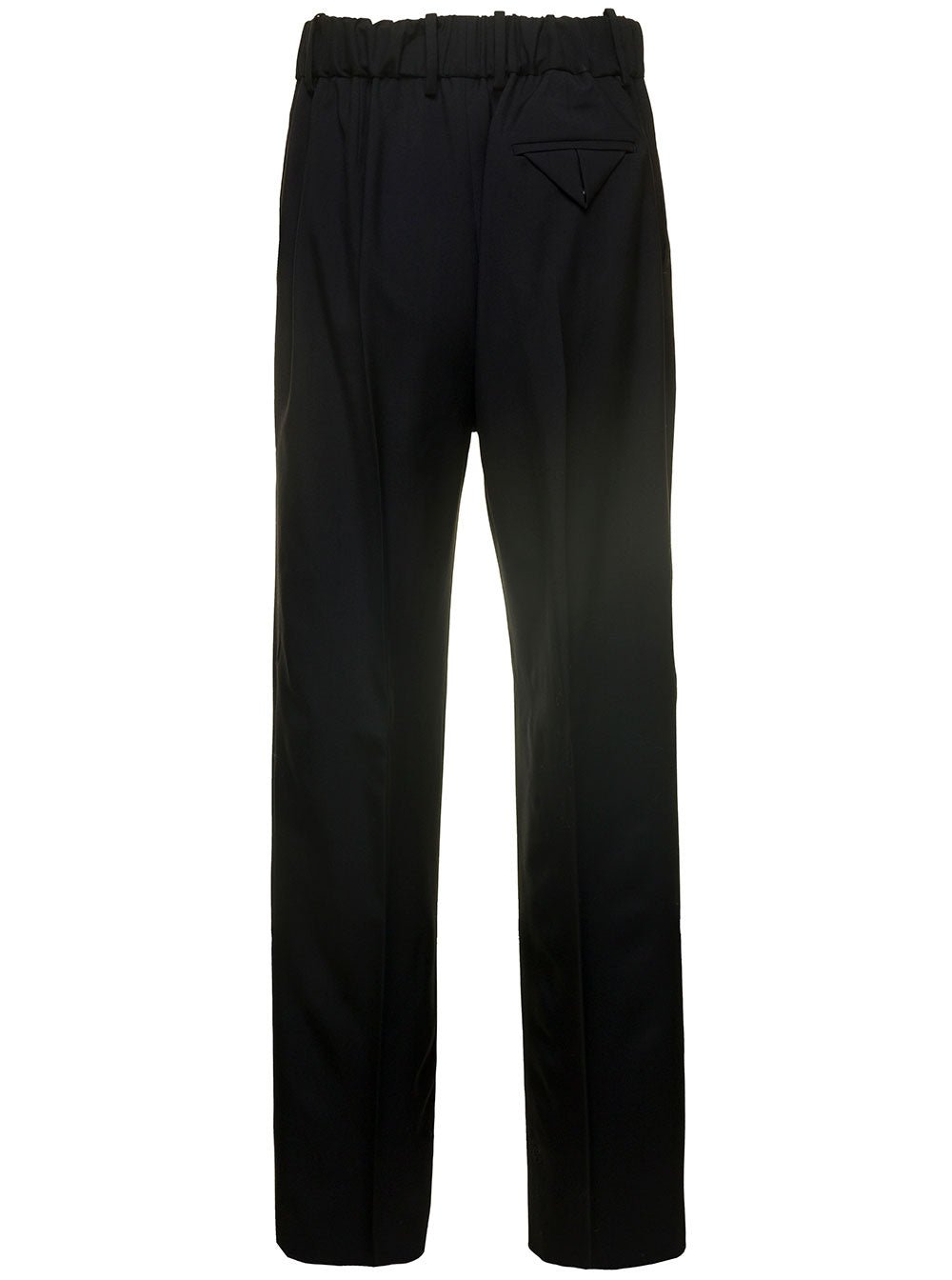 Bottega Veneta Women Black Straight Trousers With Coulisse At Waistline In Wool Twill Woman - EZE Fashion®