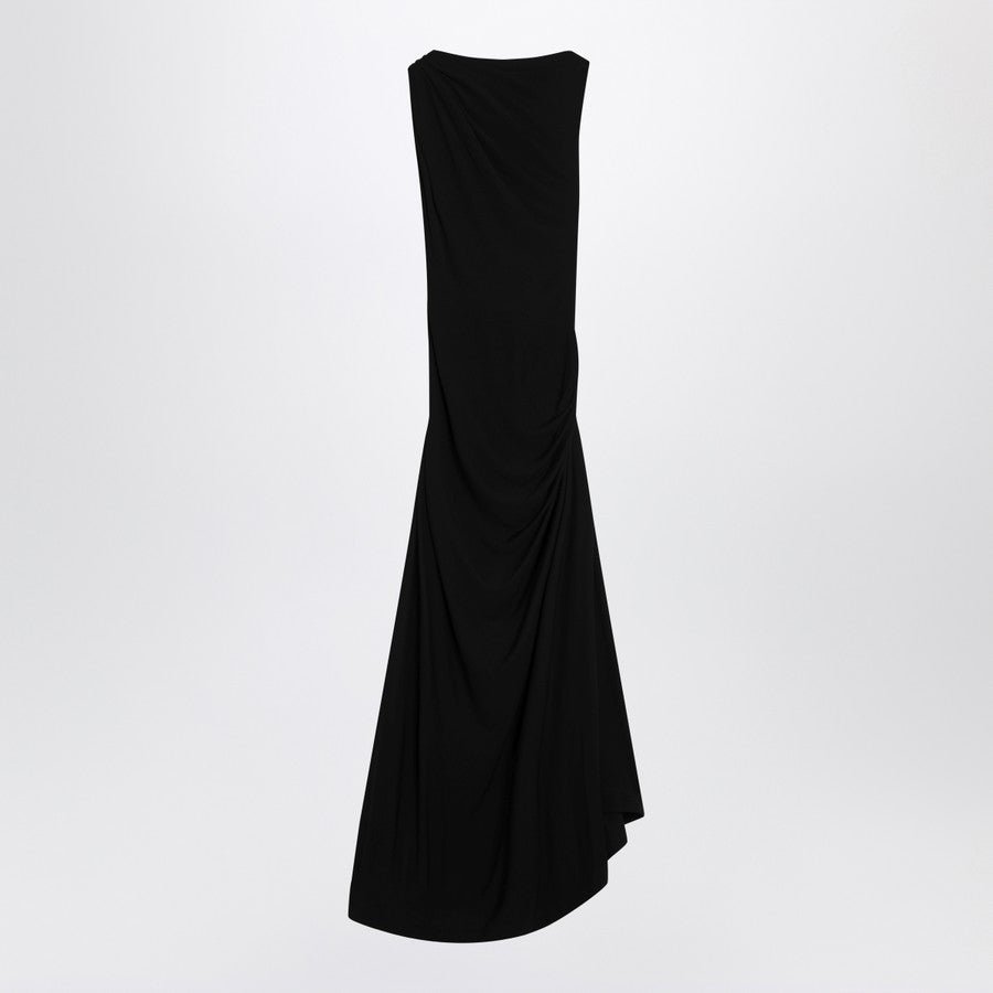 Bottega Veneta Women Long Black Dress With Drop Detail - EZE Fashion®