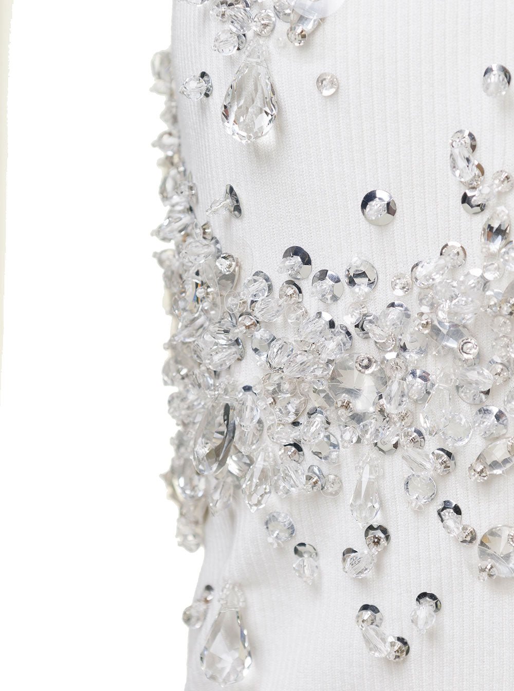 Bottega Veneta Women White Ribbed Tank Top With Embroidered Crystal Embellishment In Jersey Woman - EZE Fashion®