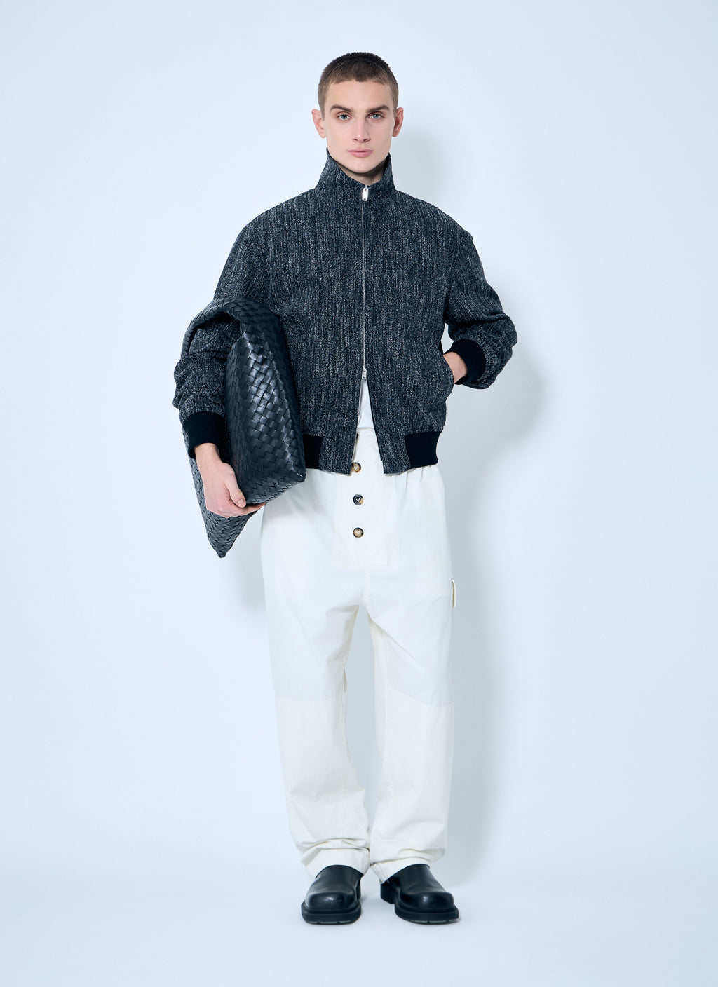 Bottega Veneta Men Fleck Zip-Up Jacket