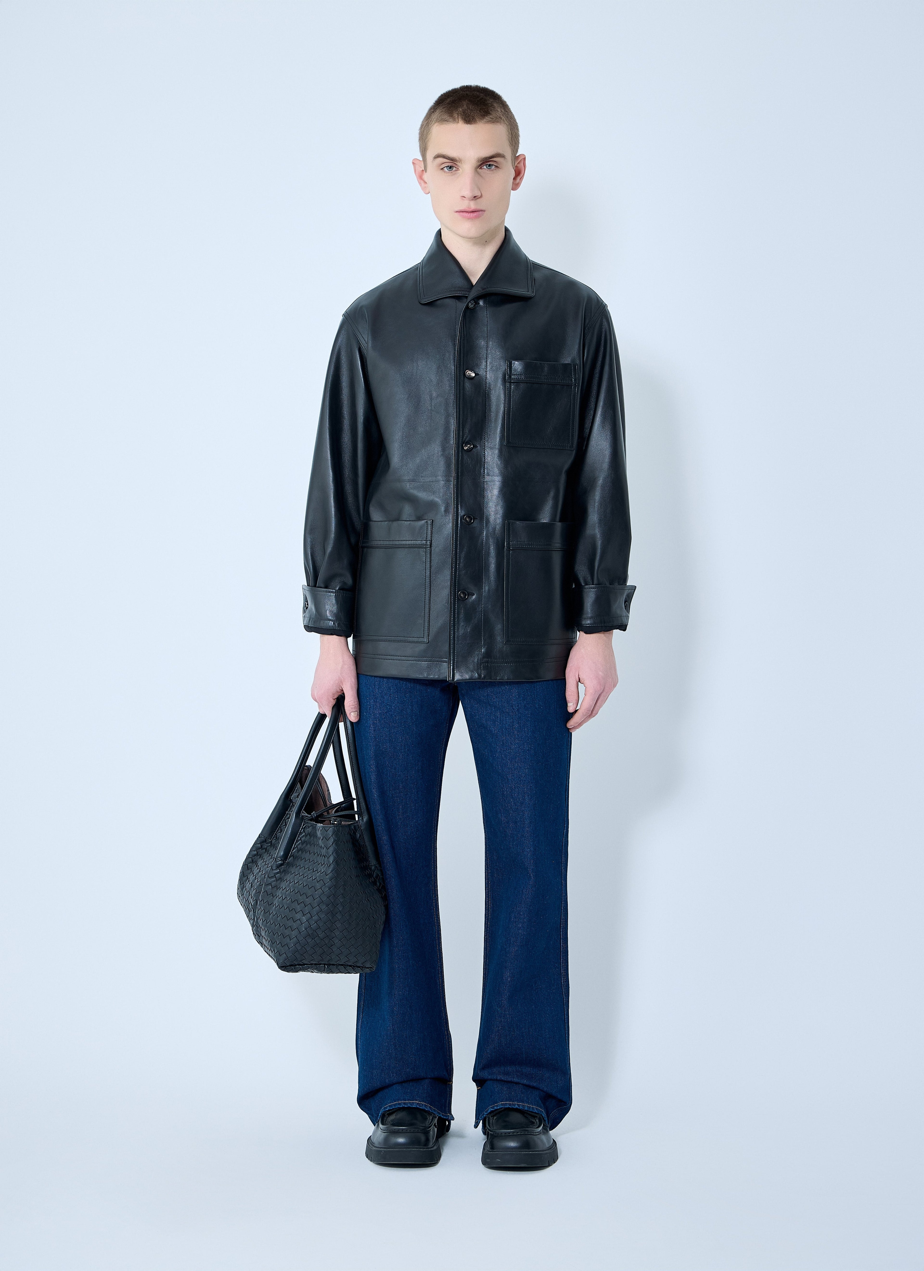 Bottega Veneta Men Leather Pyjama Shirt