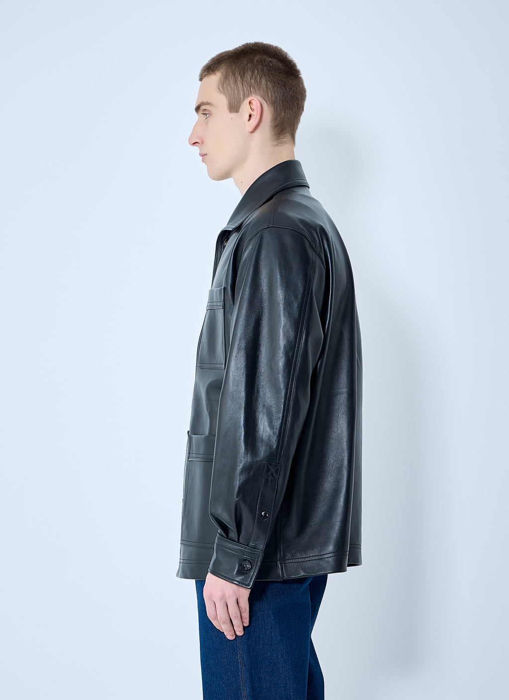 Bottega Veneta Men Leather Pyjama Shirt