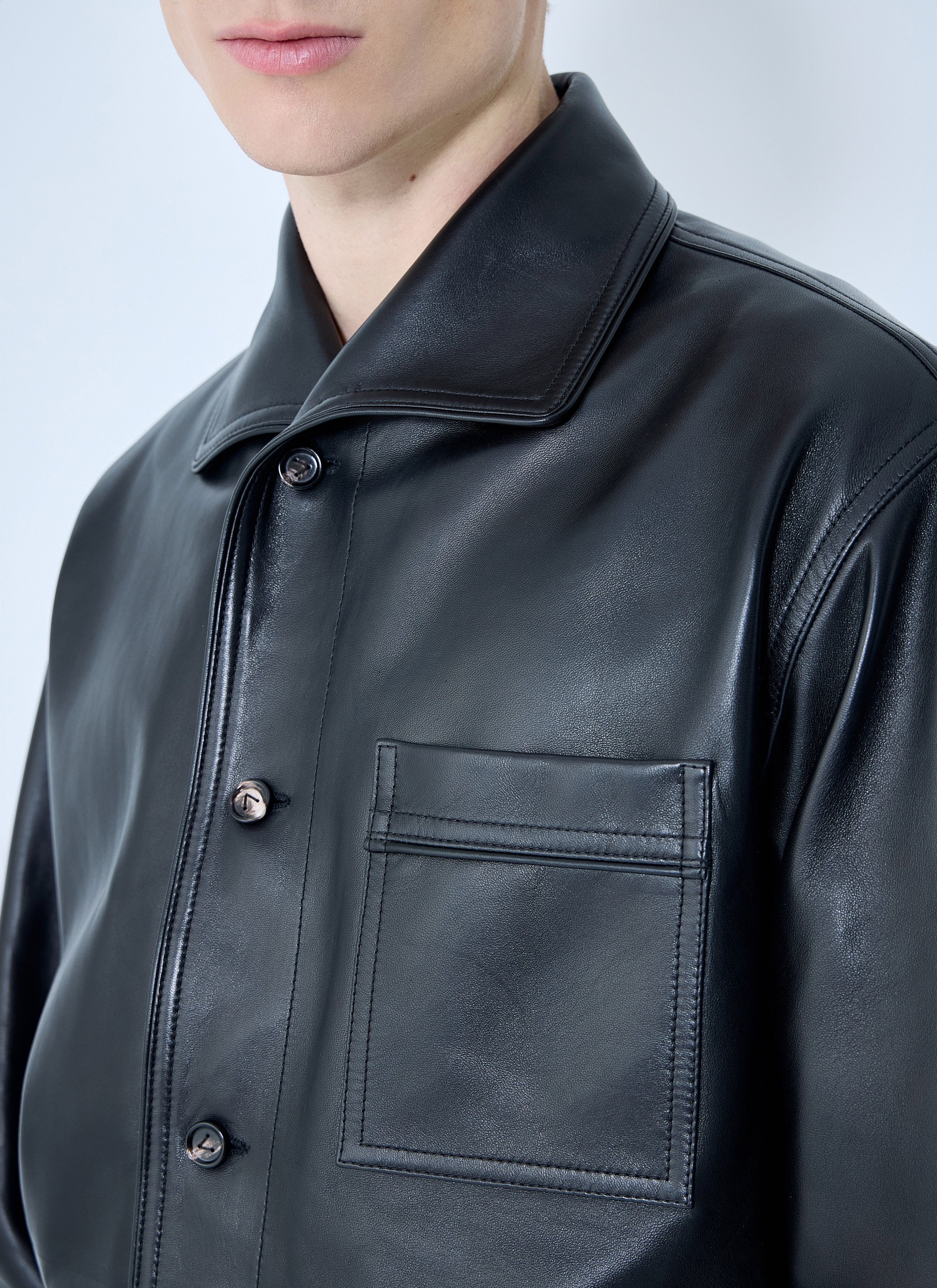 Bottega Veneta Men Leather Pyjama Shirt