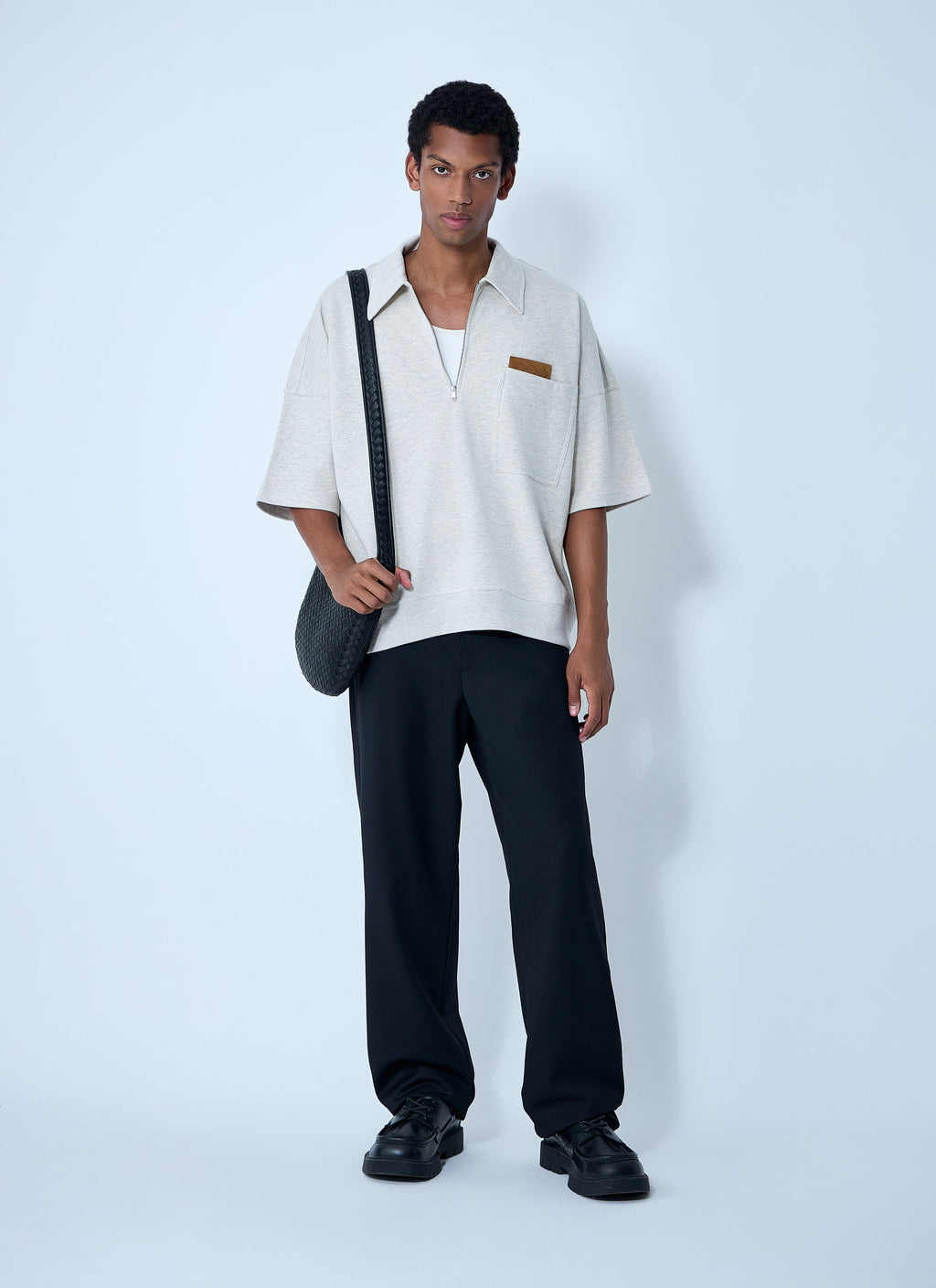 Bottega Veneta Men Double Cotton Melange Polo