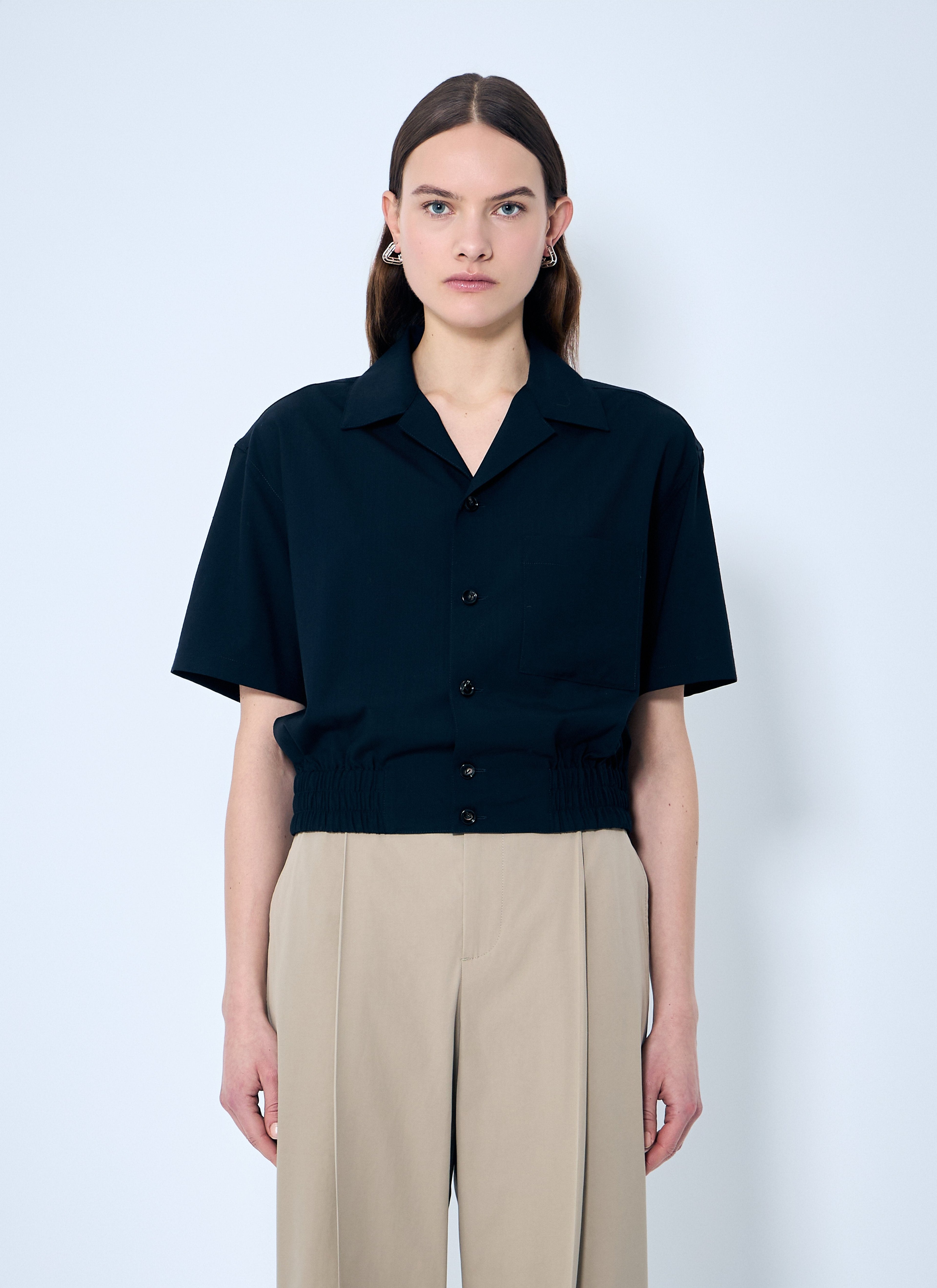 Bottega Veneta Women Wool Camp Collar Shirt
