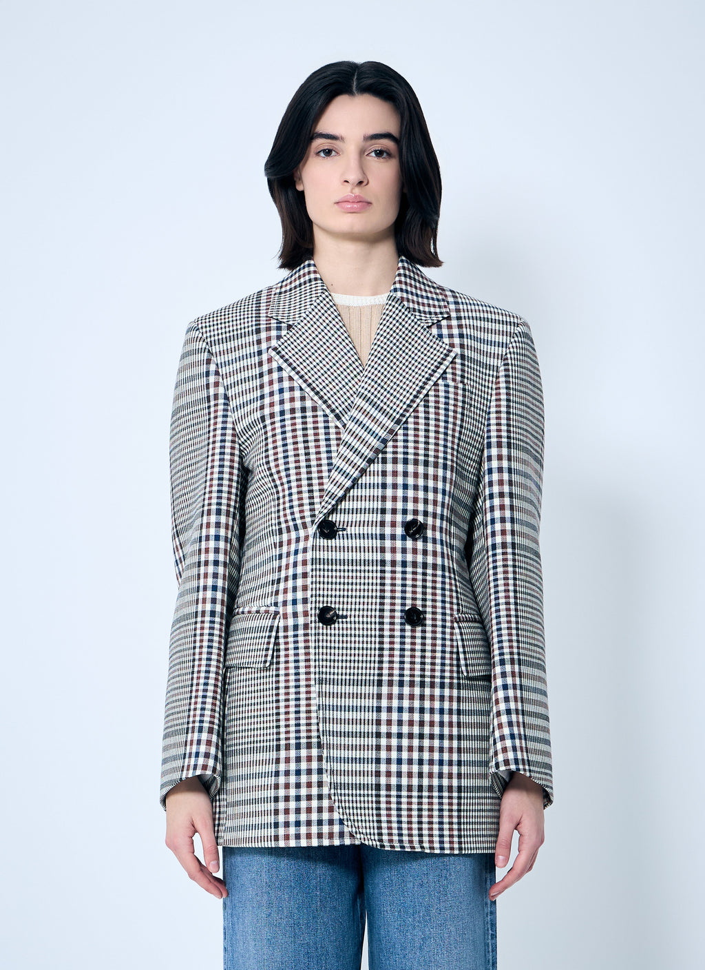 Bottega Veneta Women Structured Check-Cotton Blazer