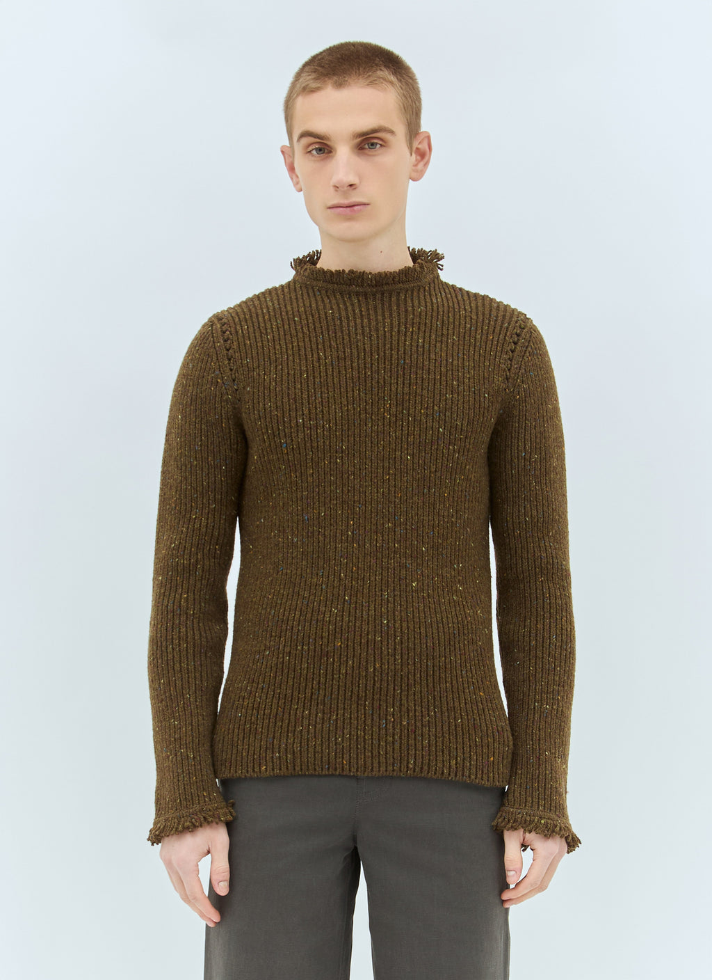 Burberry Men Fringed Wool Sweater