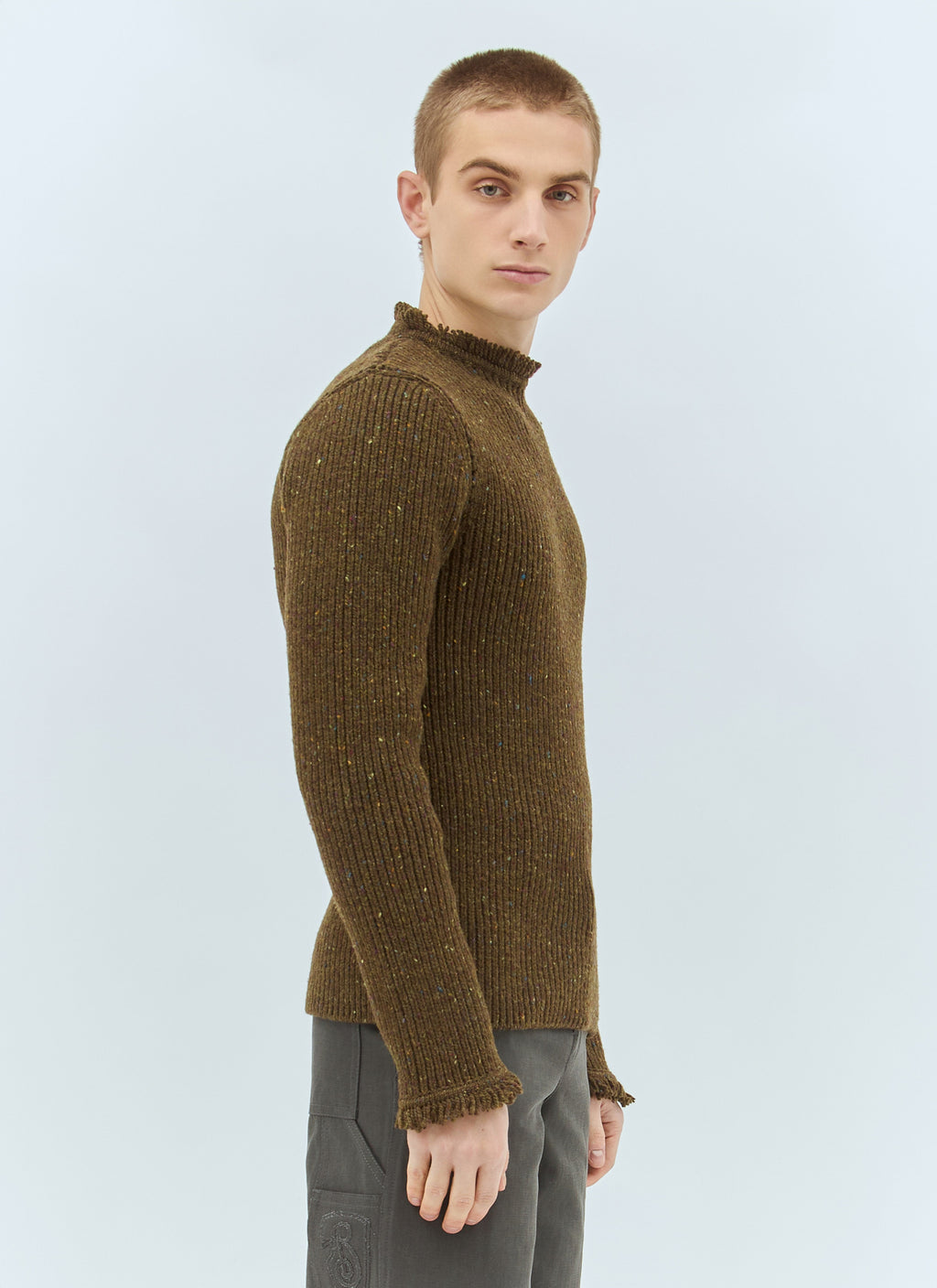 Burberry Men Fringed Wool Sweater