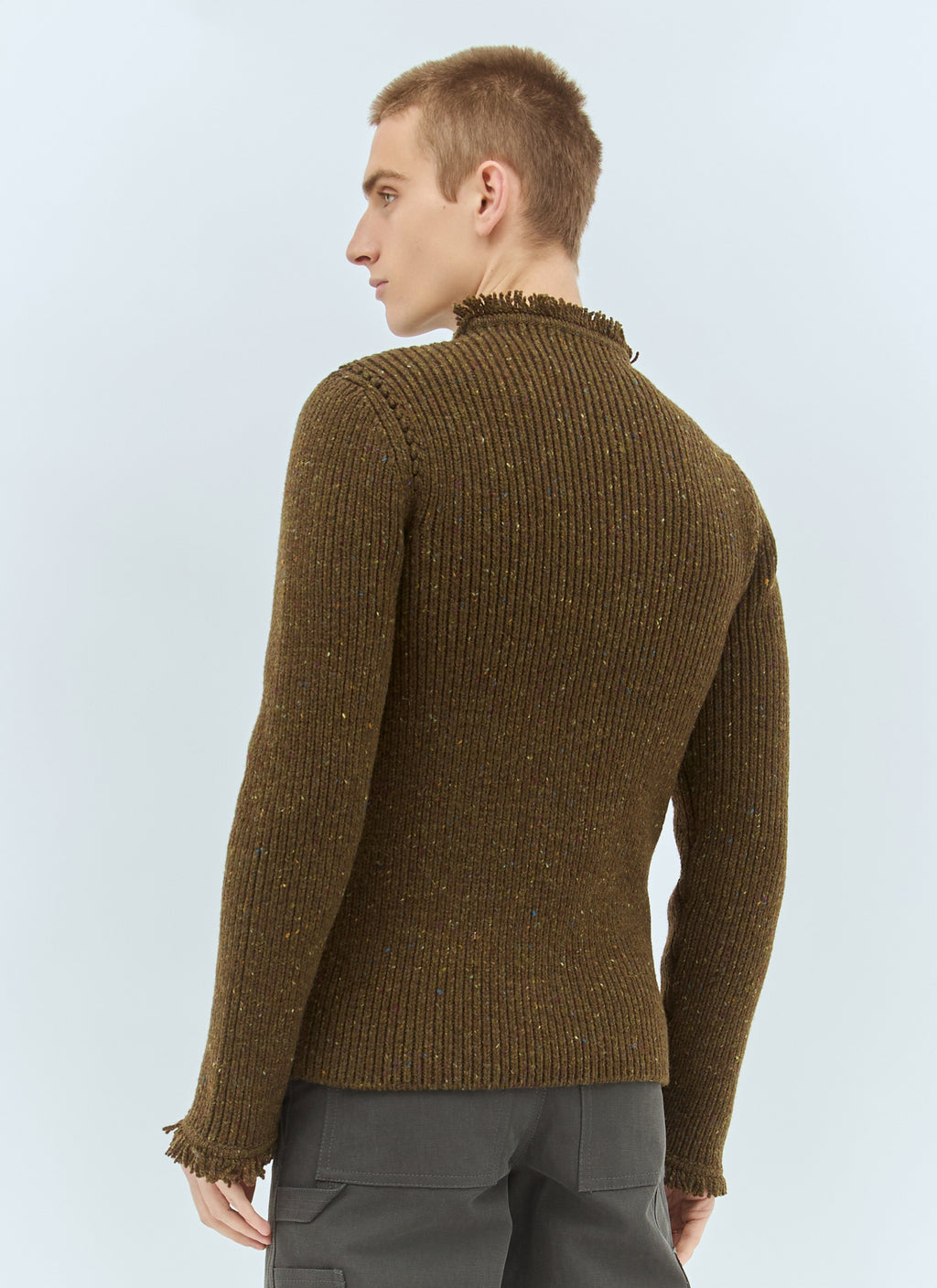 Burberry Men Fringed Wool Sweater