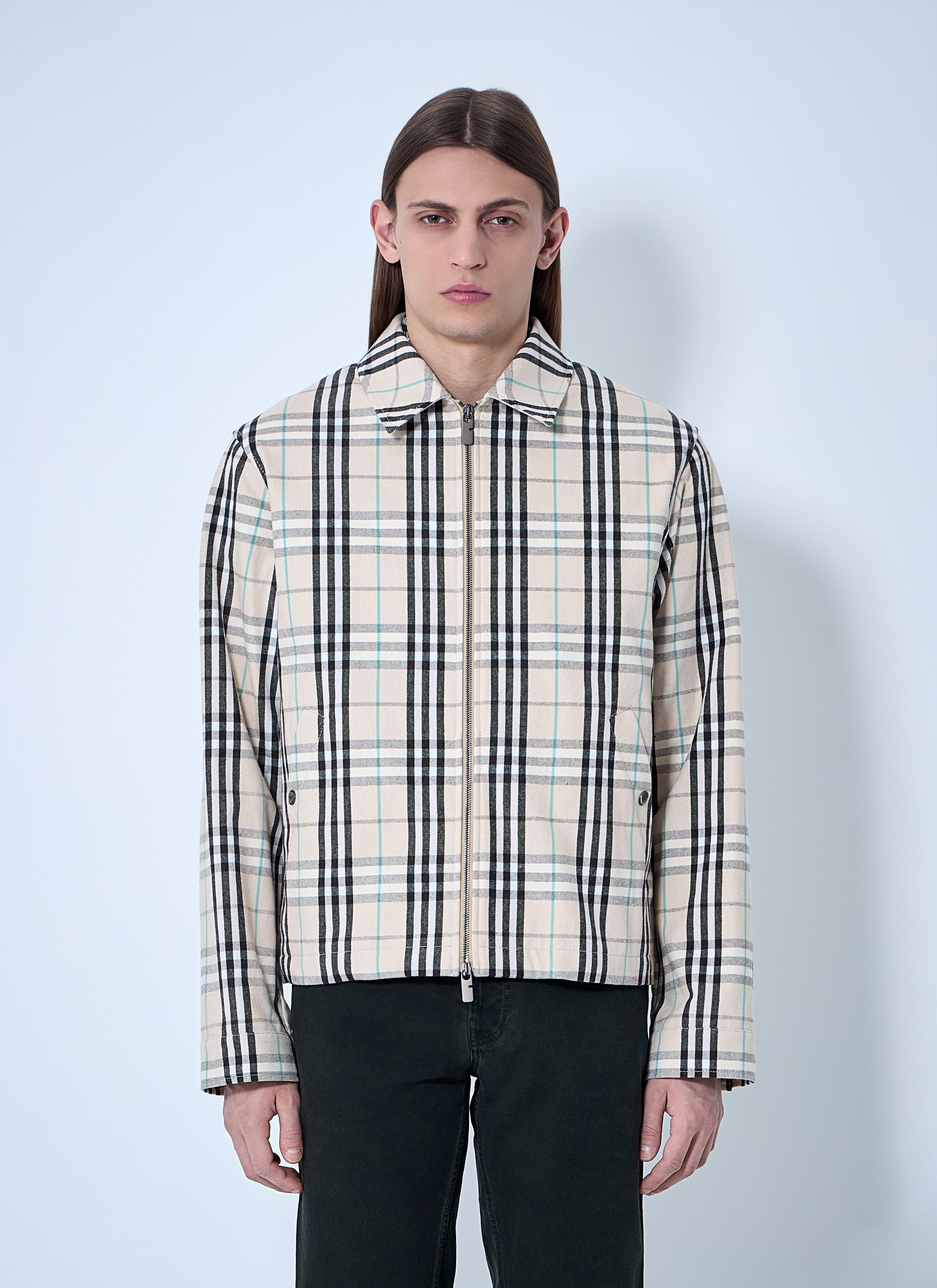 Burberry Men Check Cotton Harrington Jacket