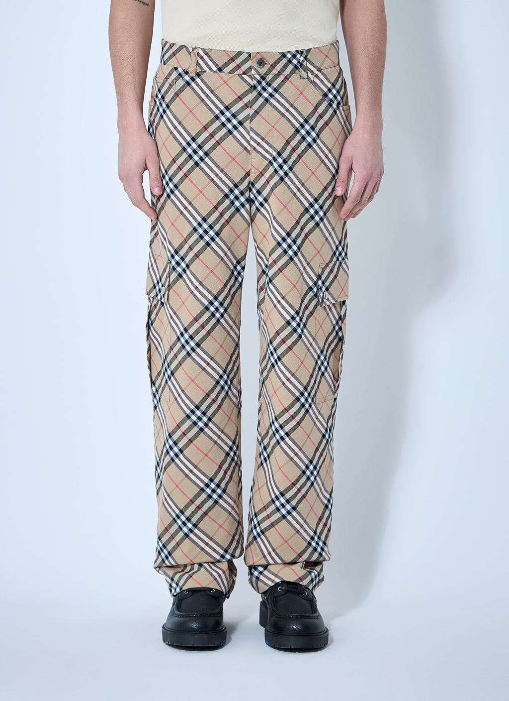 Burberry Men Check Linen-Blend Pants