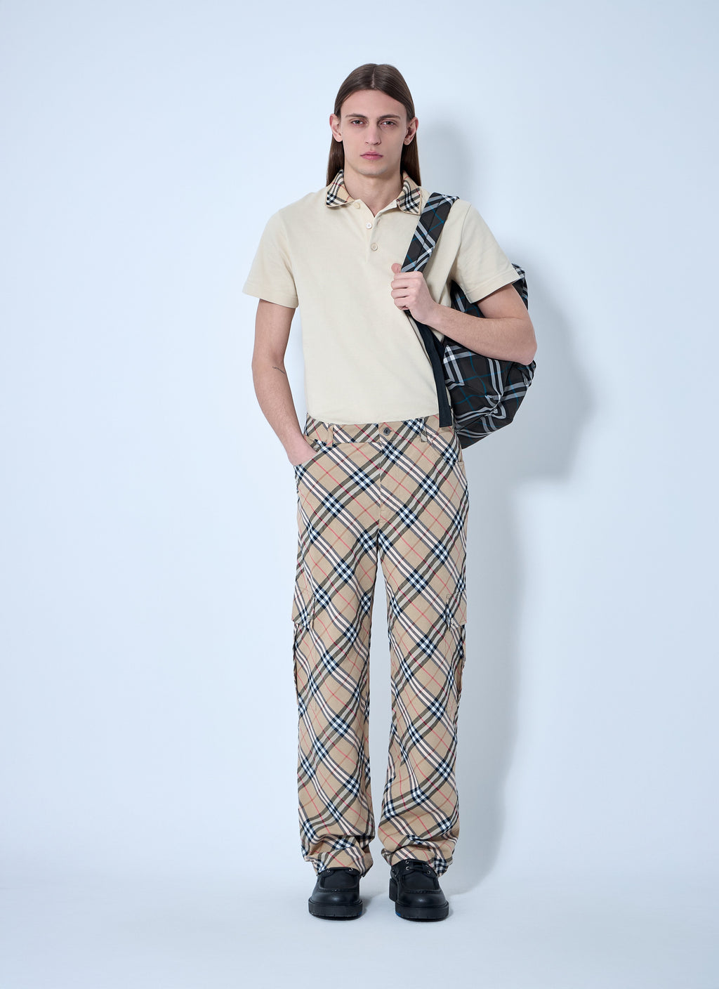 Burberry Men Check Linen-Blend Pants