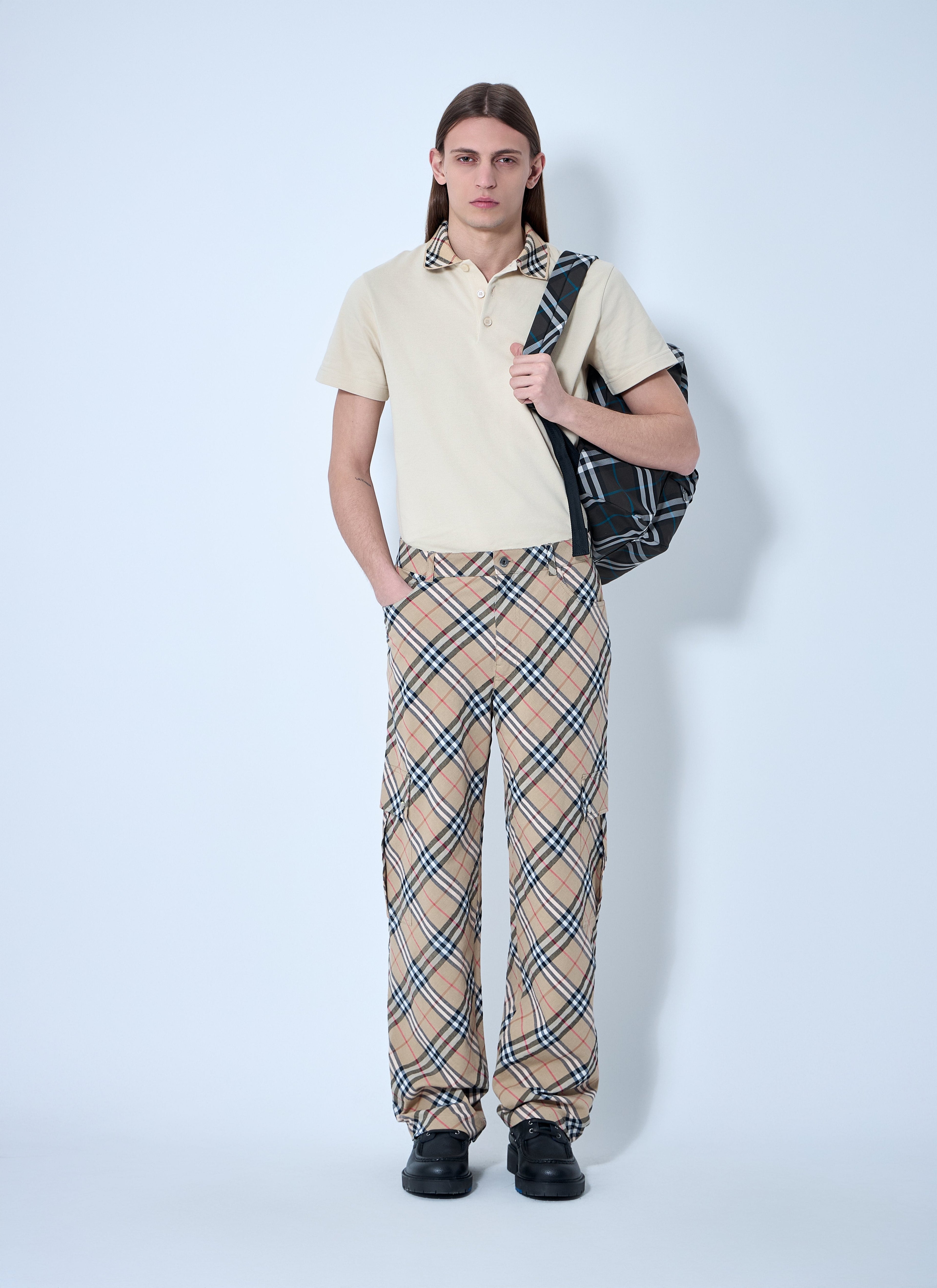 Burberry Men Check Linen-Blend Pants