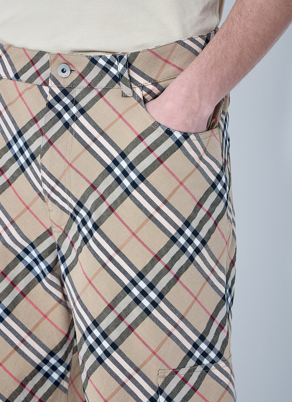 Burberry Men Check Linen-Blend Pants