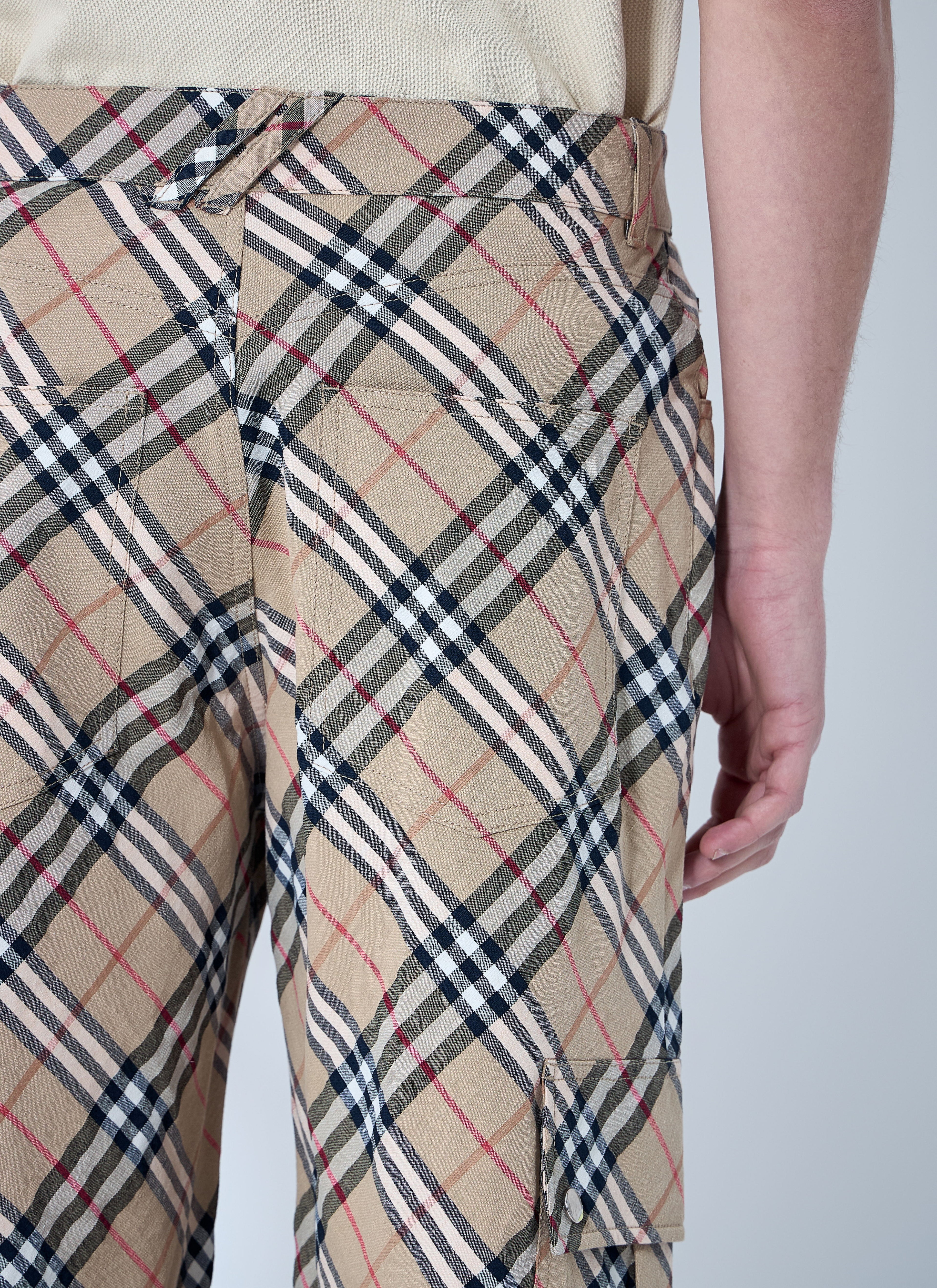Burberry Men Check Linen-Blend Pants