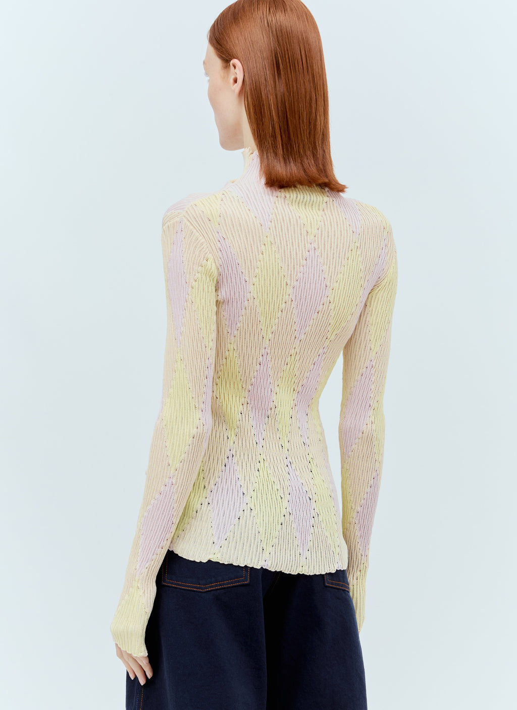 Burberry Women Argyle High-Neck Sweater