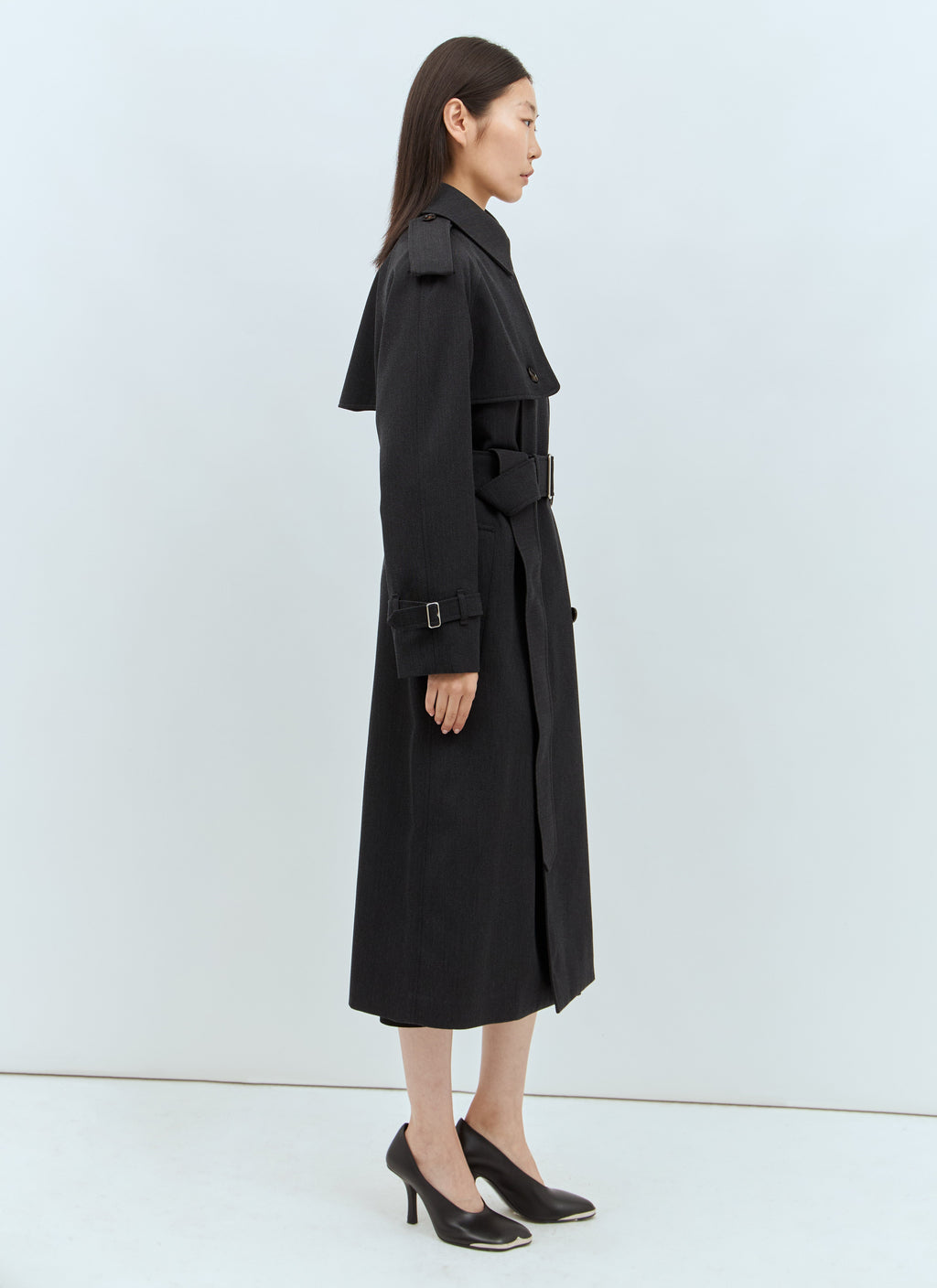 Burberry Women Long Wool Trench Coat